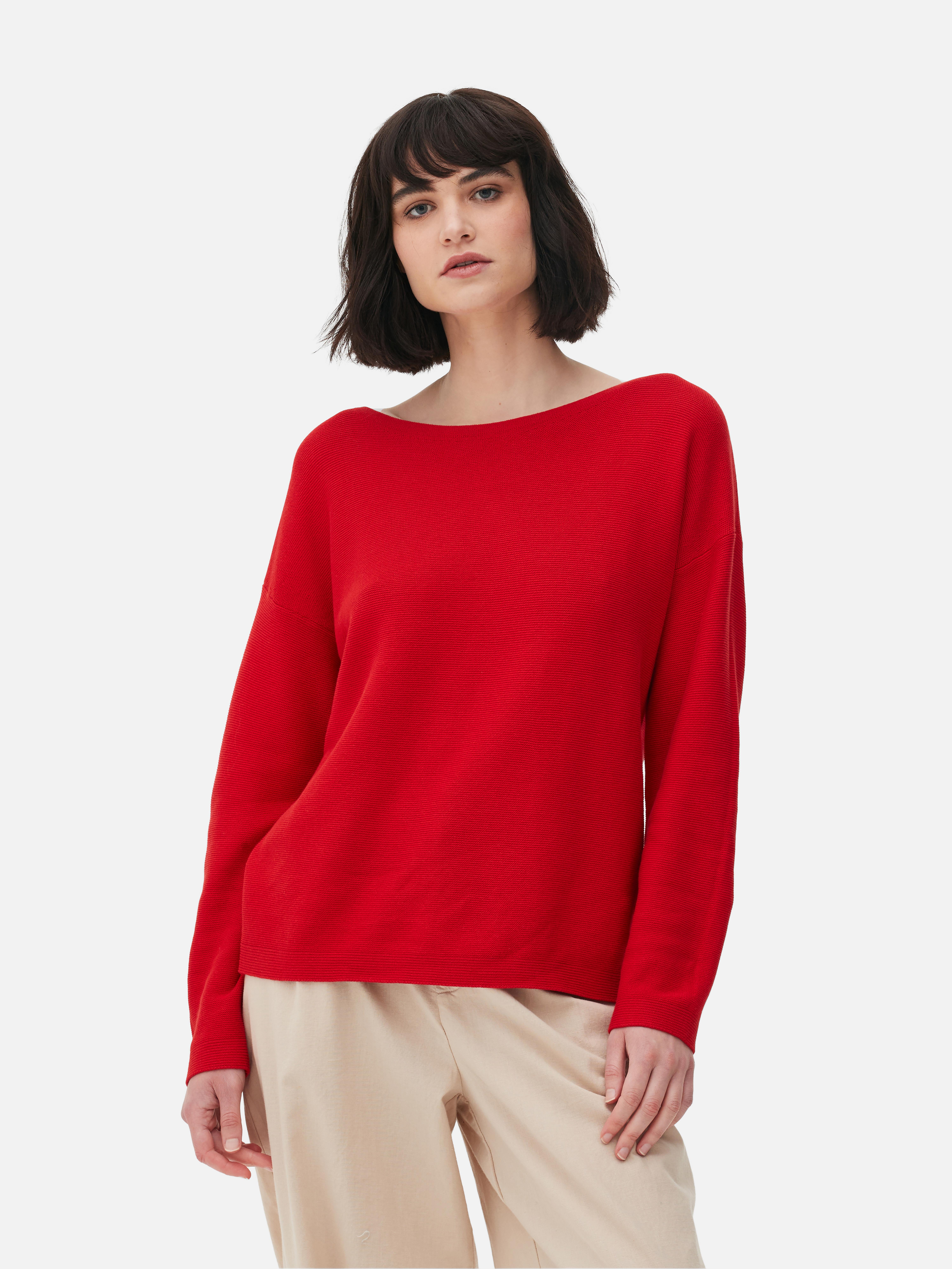 Langärmeliger Pullover mit U-Boot-Ausschnitt - Rot - Damen | Primark