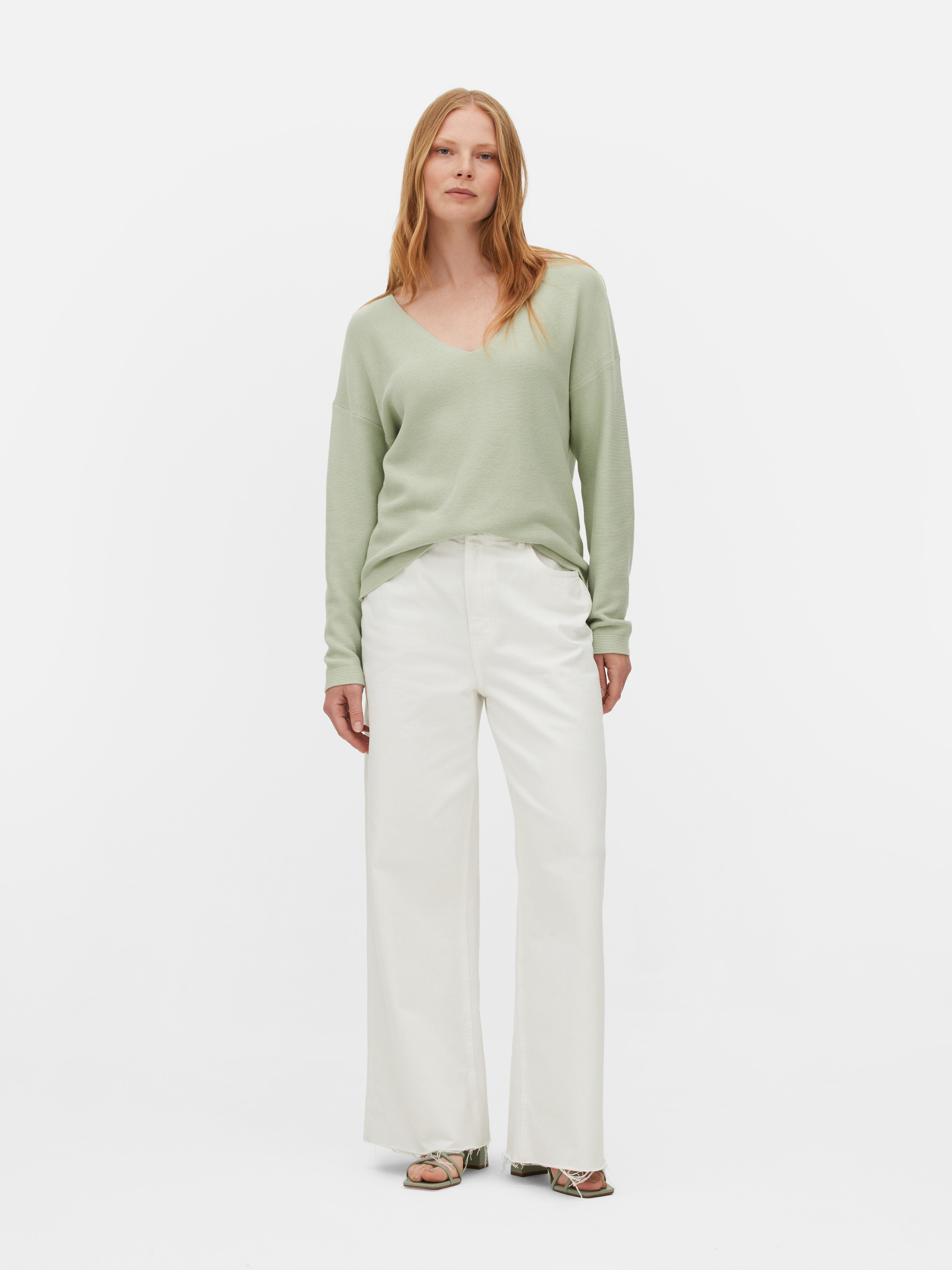 Langärmeliger Pullover mit U-Boot-Ausschnitt - Mintgrün - Damen 