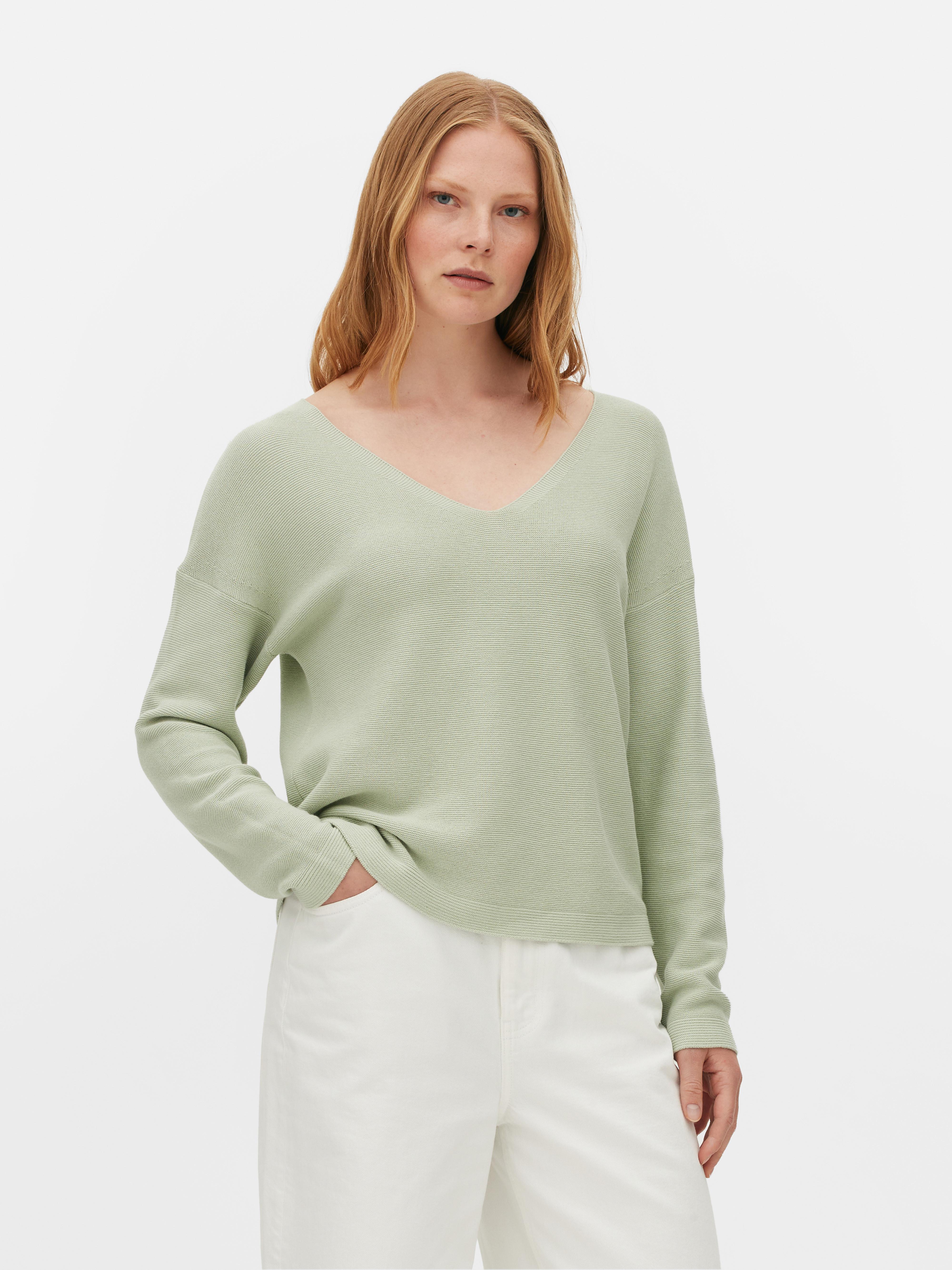 Langärmeliger Pullover mit U-Boot-Ausschnitt - Mintgrün - Damen 