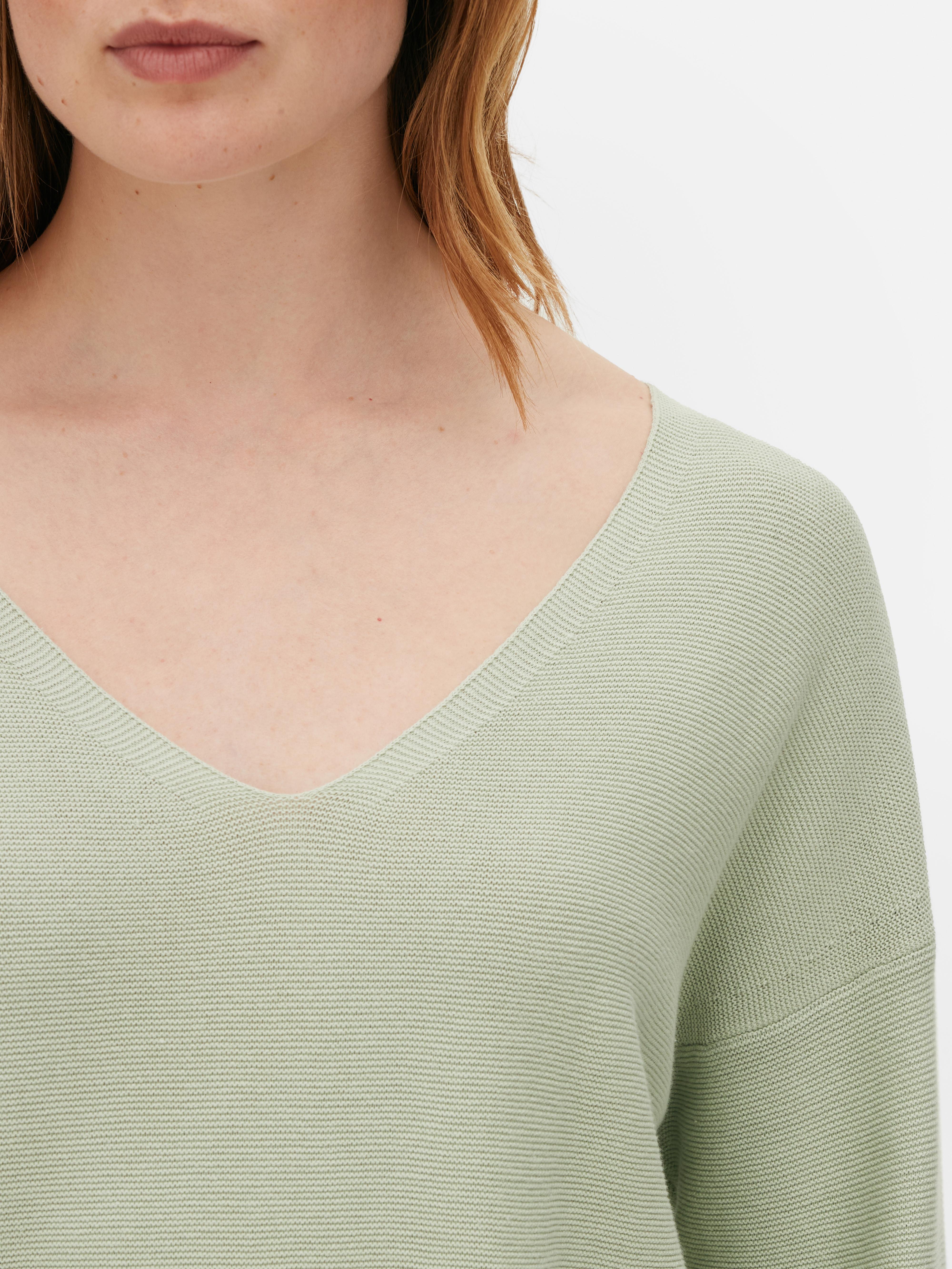 Langärmeliger Pullover mit U-Boot-Ausschnitt - Mintgrün - Damen  