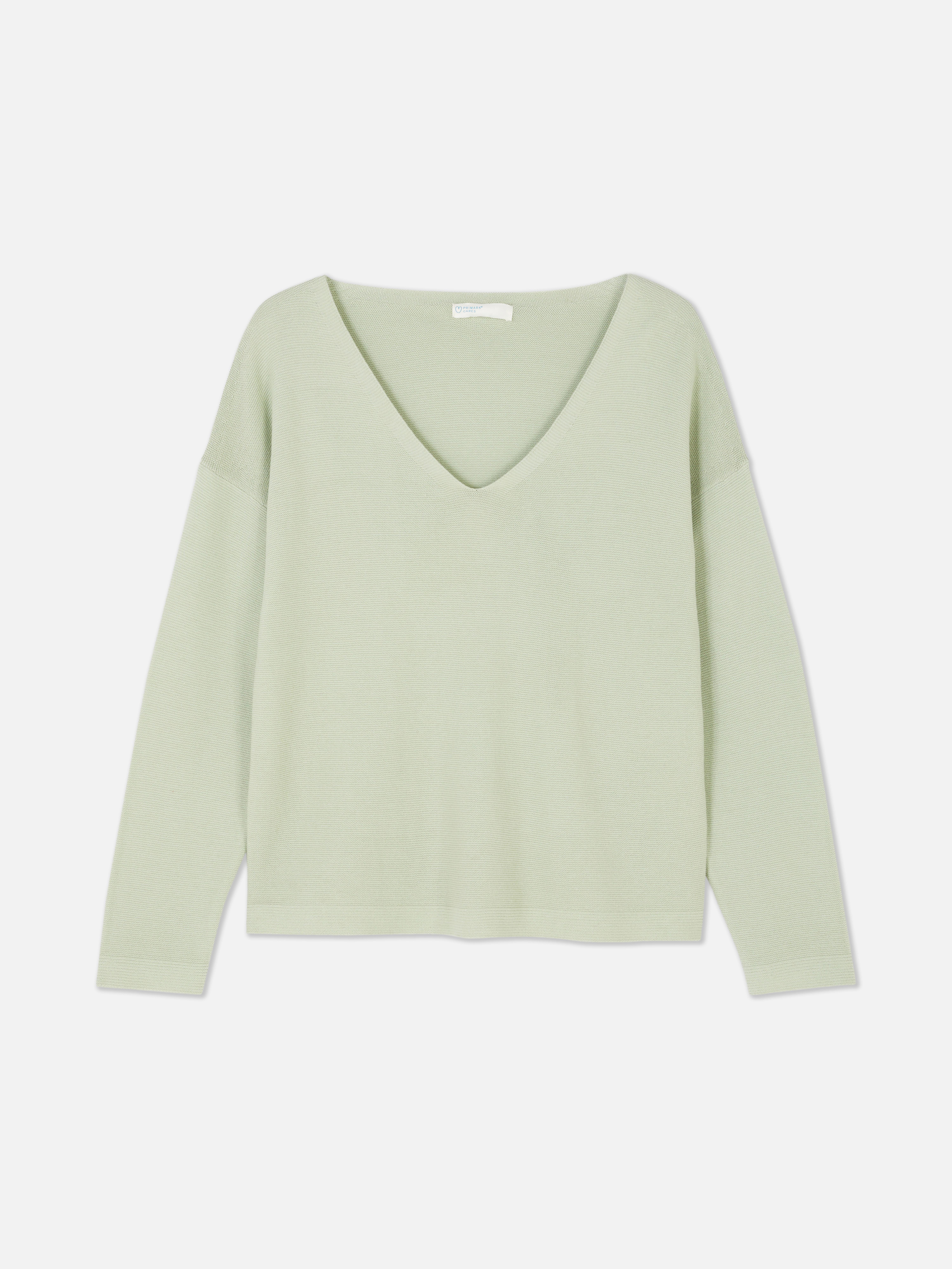 Langärmeliger Pullover mit U-Boot-Ausschnitt - Mintgrün - Damen  