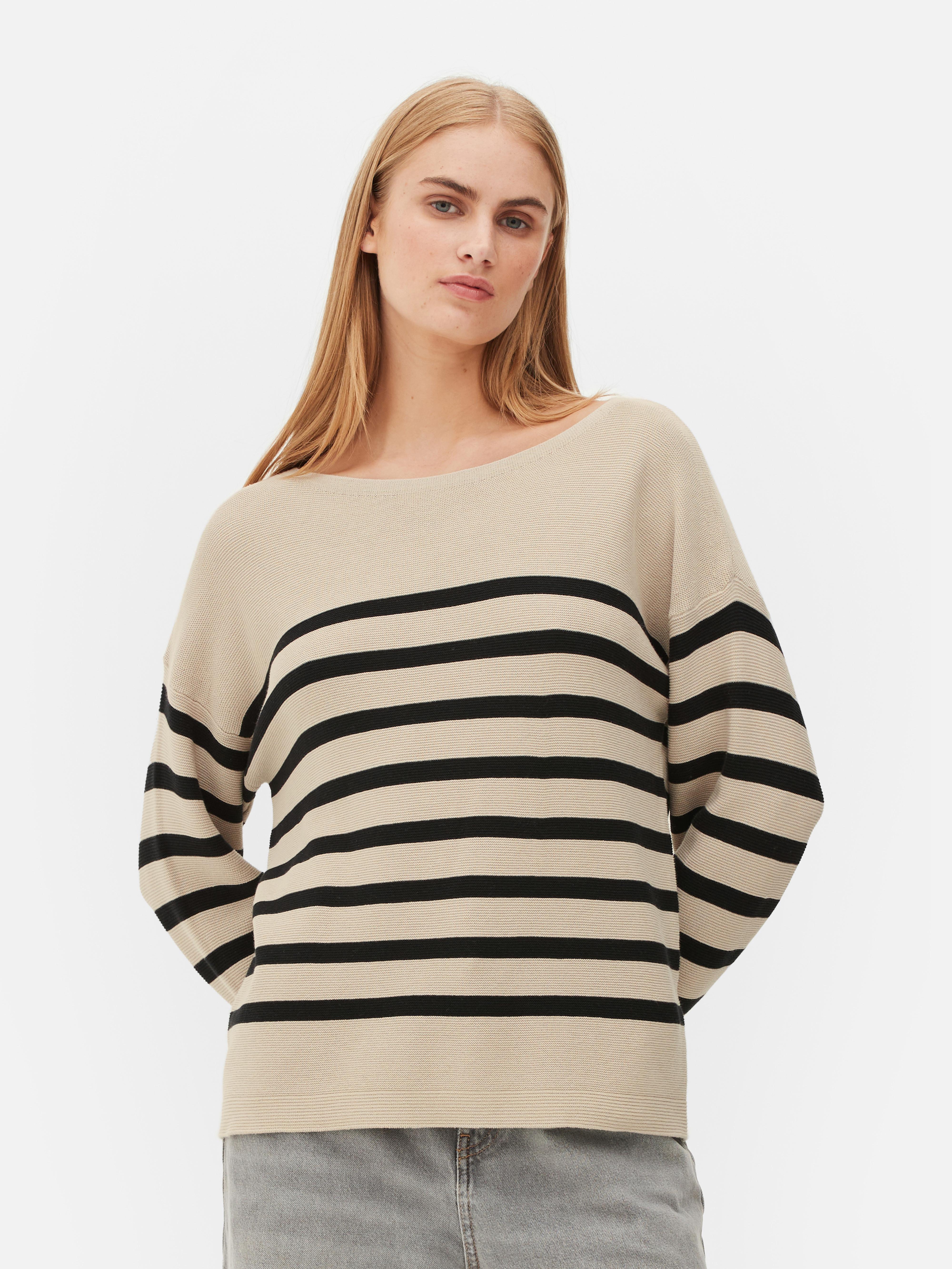 Women's Black/Nude Boat Neck Long Sleeve Sweater Primark
