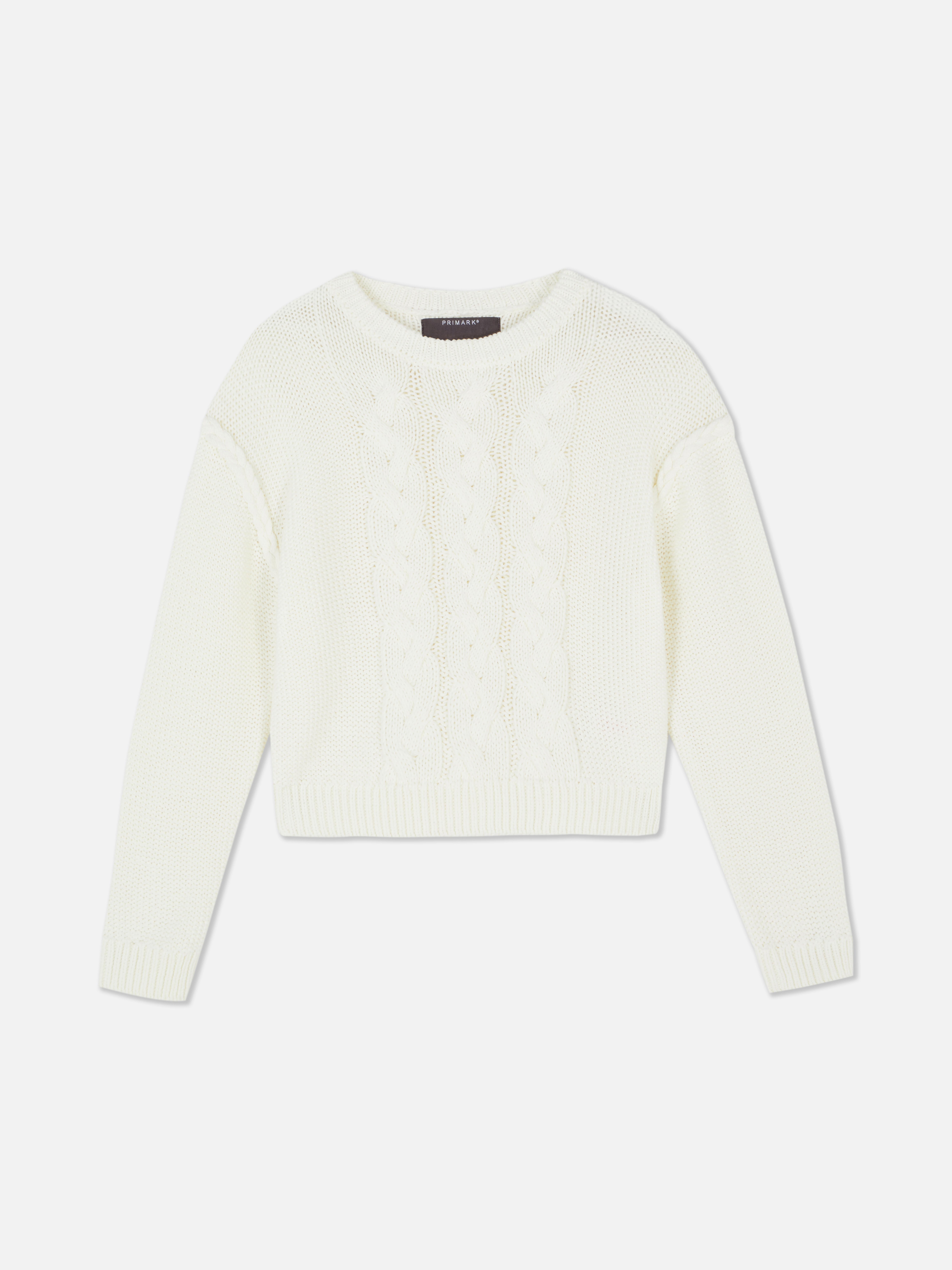 Womens Ivory Cable Knit Dropped Shoulder Jumper Primark
