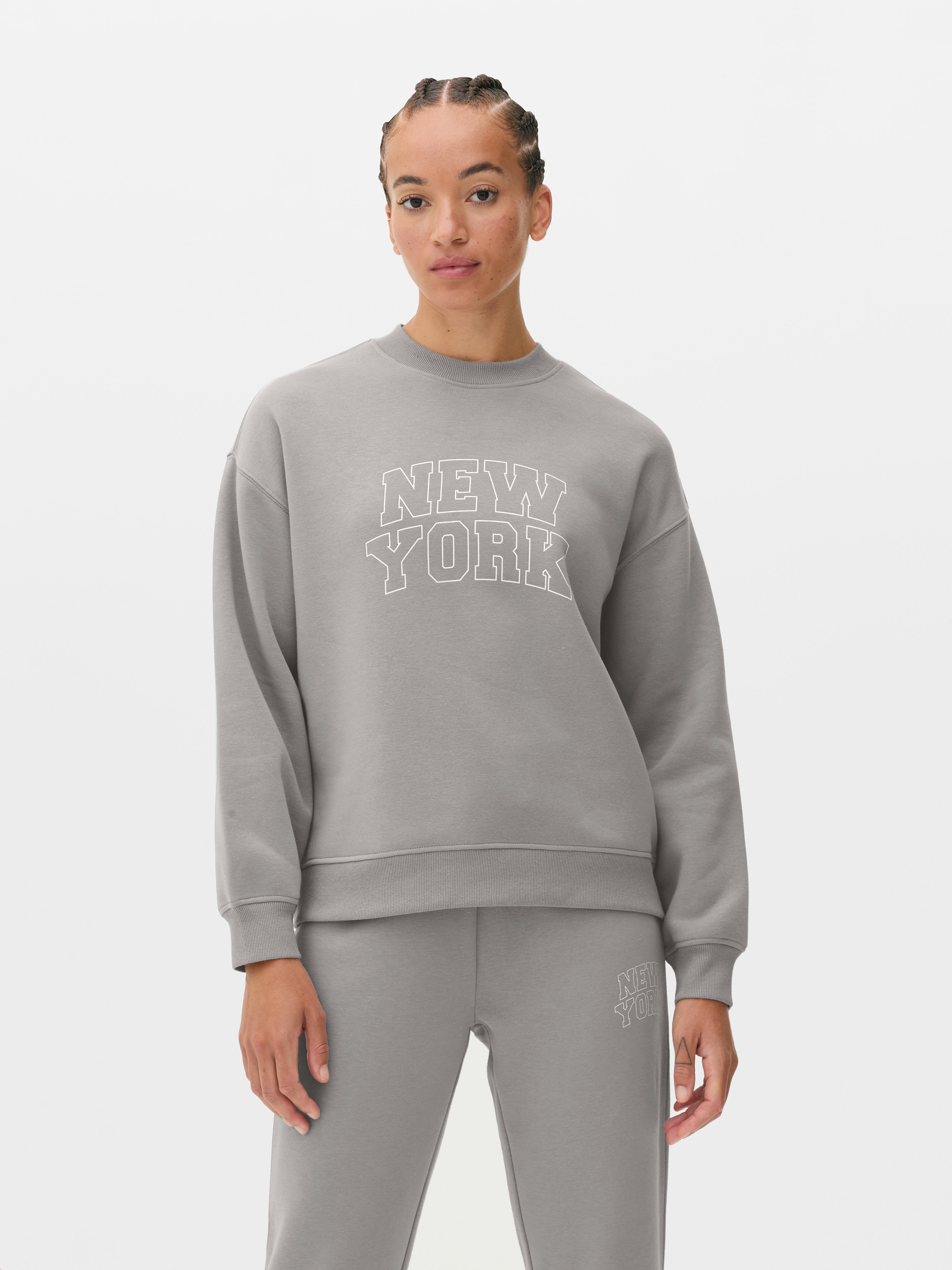 Women s Gray Slogan Crew Neck Sweatshirt Primark