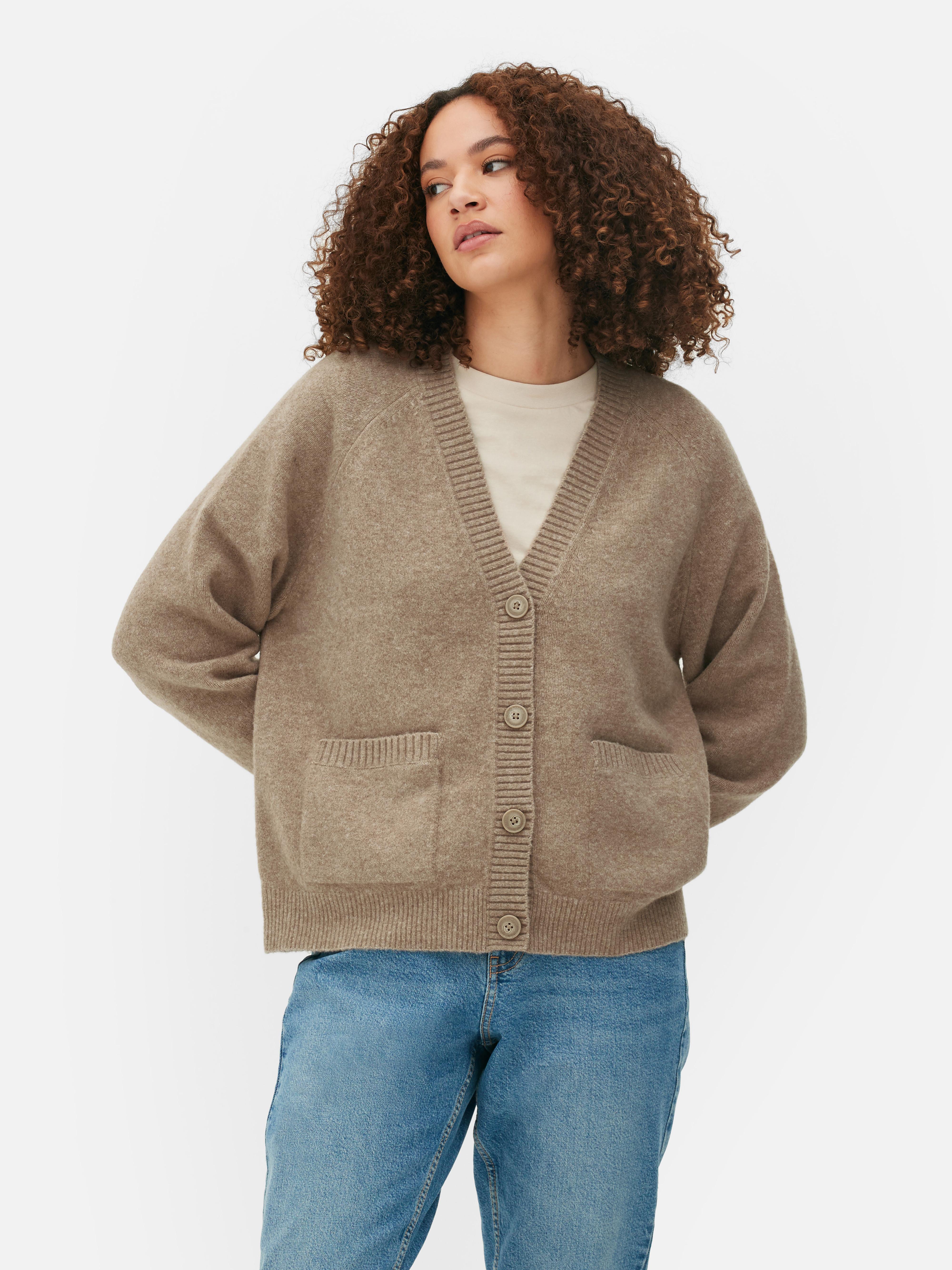 Women's Taupe VNeck Boyfriend Cardigan Primark