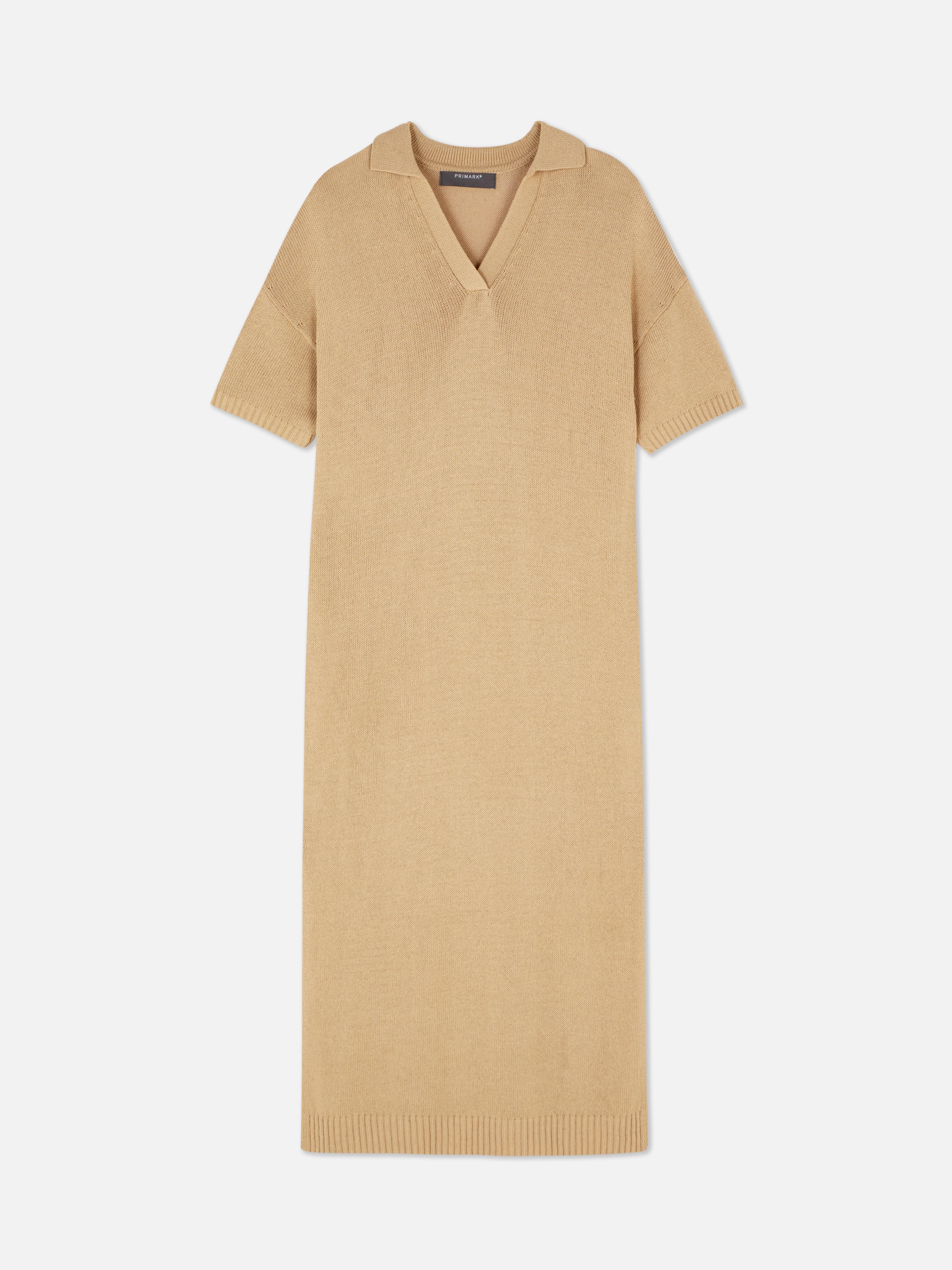 Womens Beige Collared V-Neck Midi Dress | Primark
