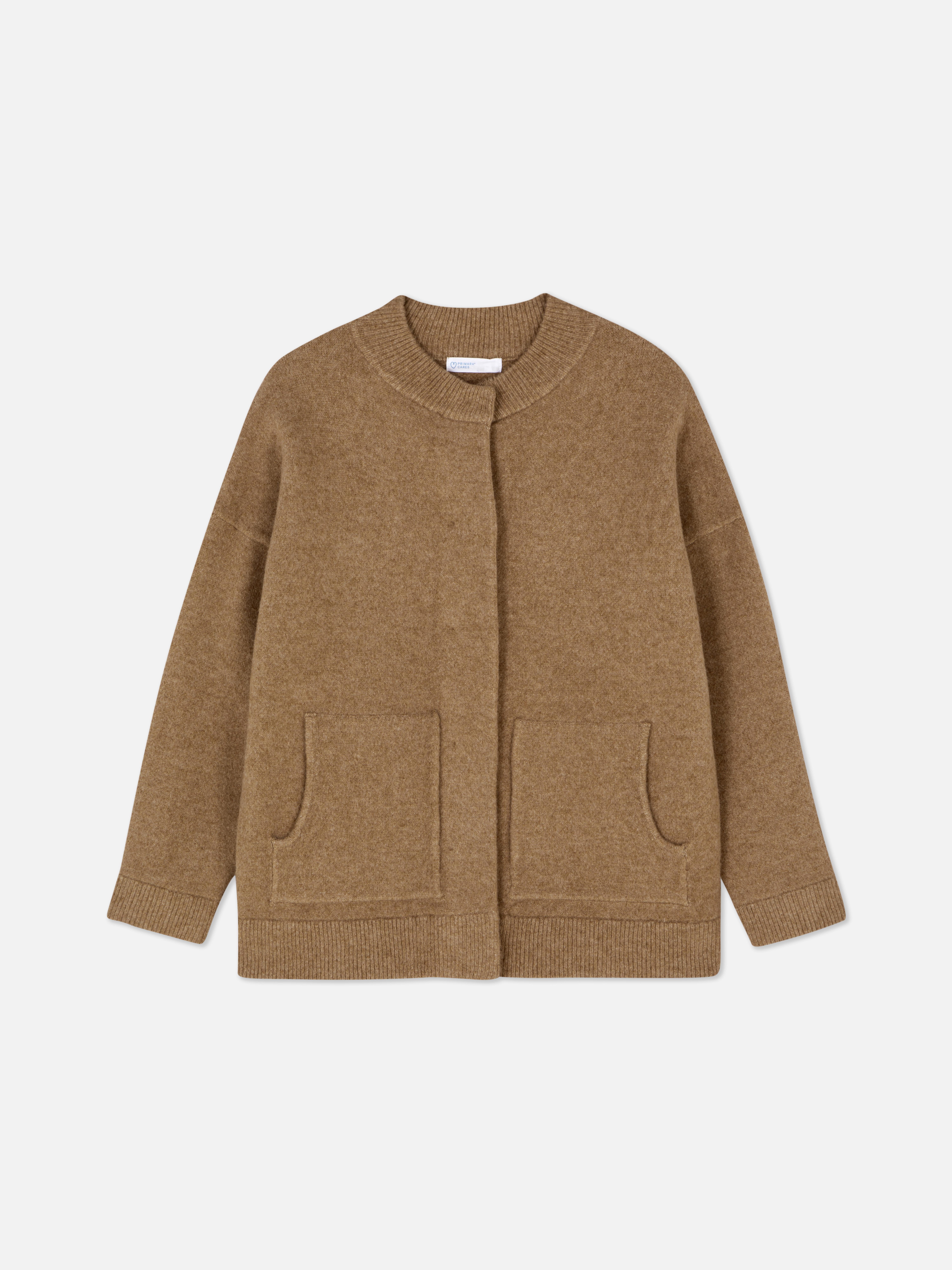 Women s Camel Oversized Knit Bomber Jacket Primark