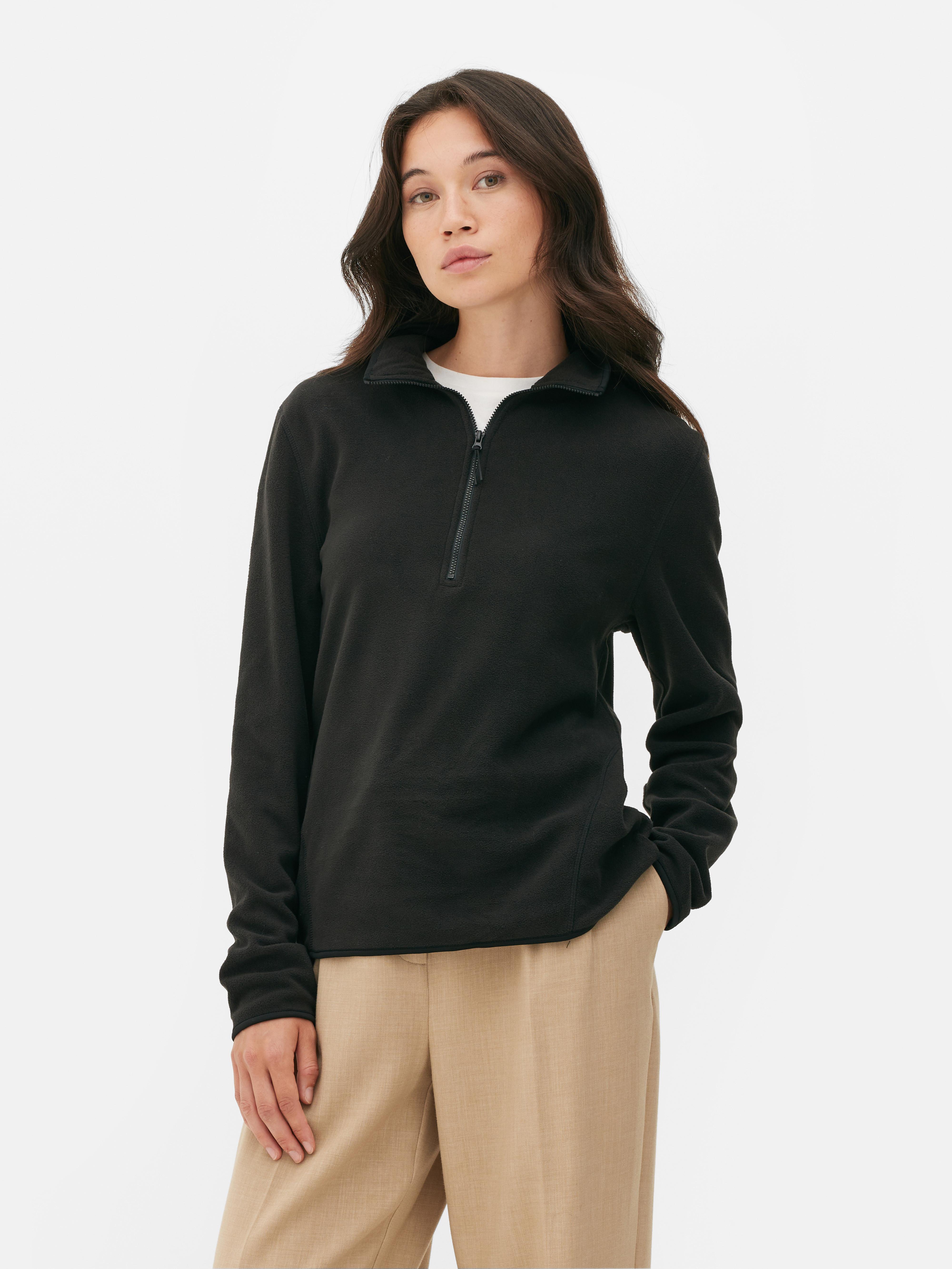 Womens Black Half Zip Fleece Primark