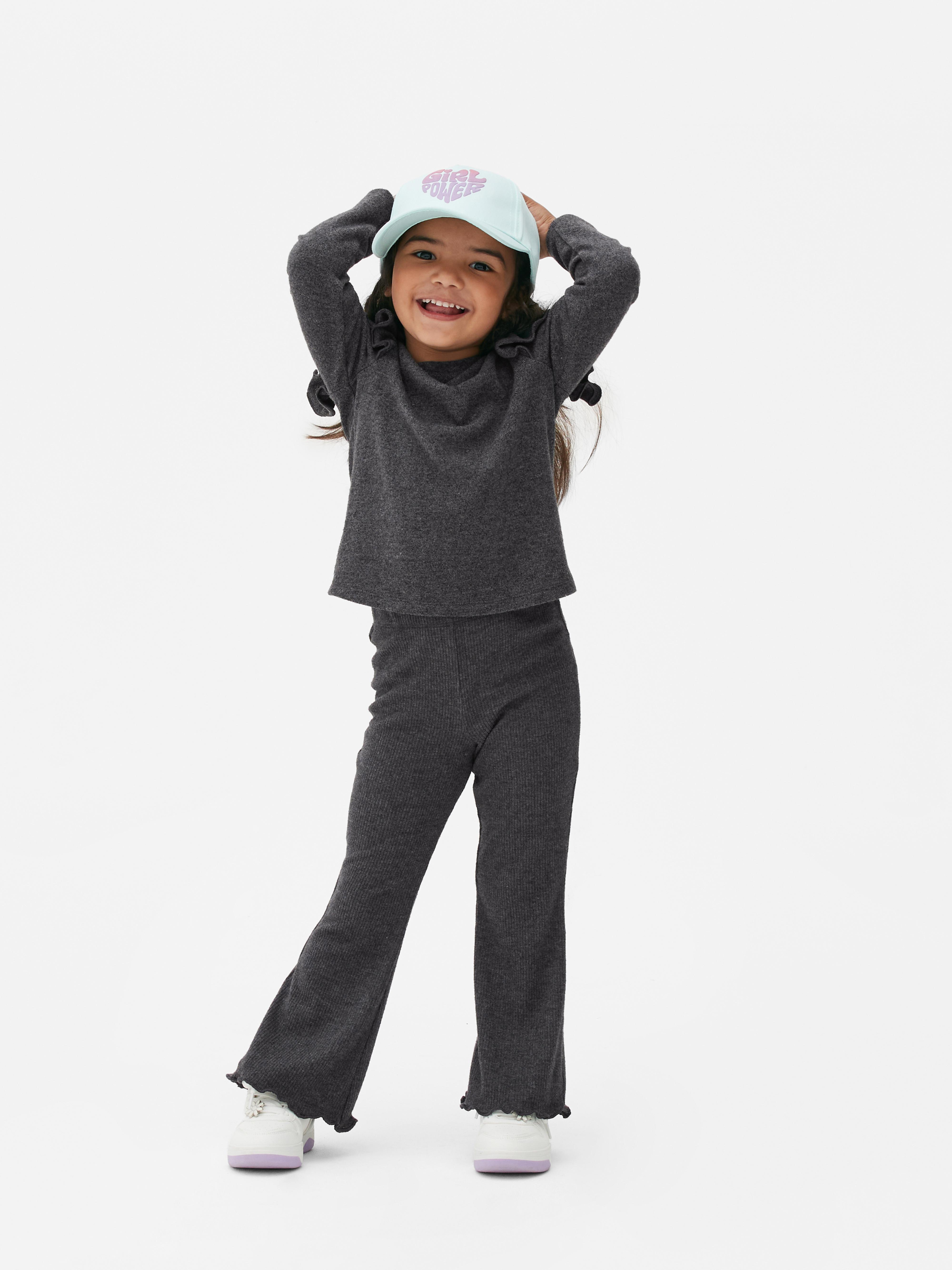 Girls Charcoal Ruffled Pullover and Ribbed Leggings Set | Primark