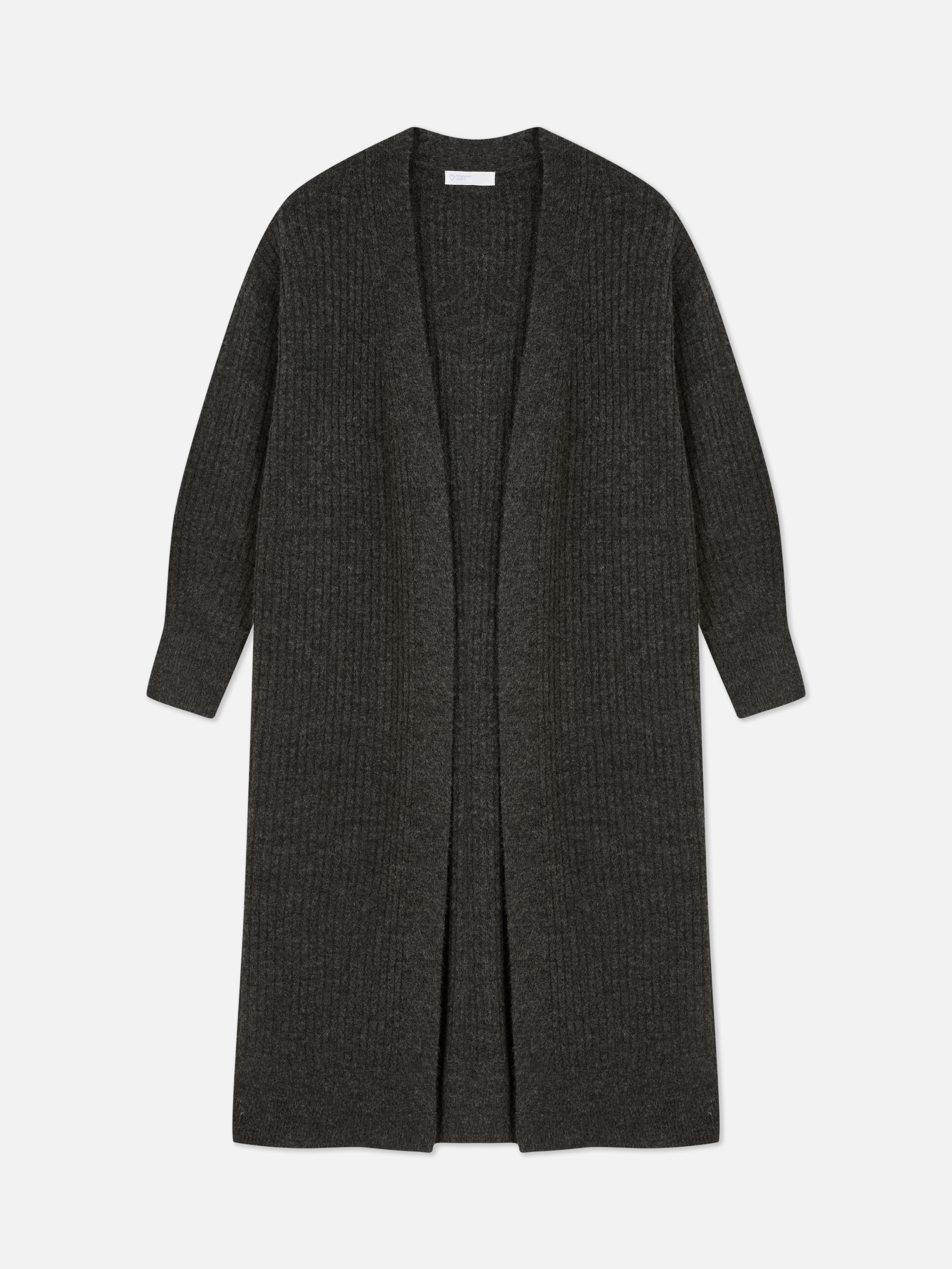 Women s Charcoal Ribbed Longline Cardigan Primark