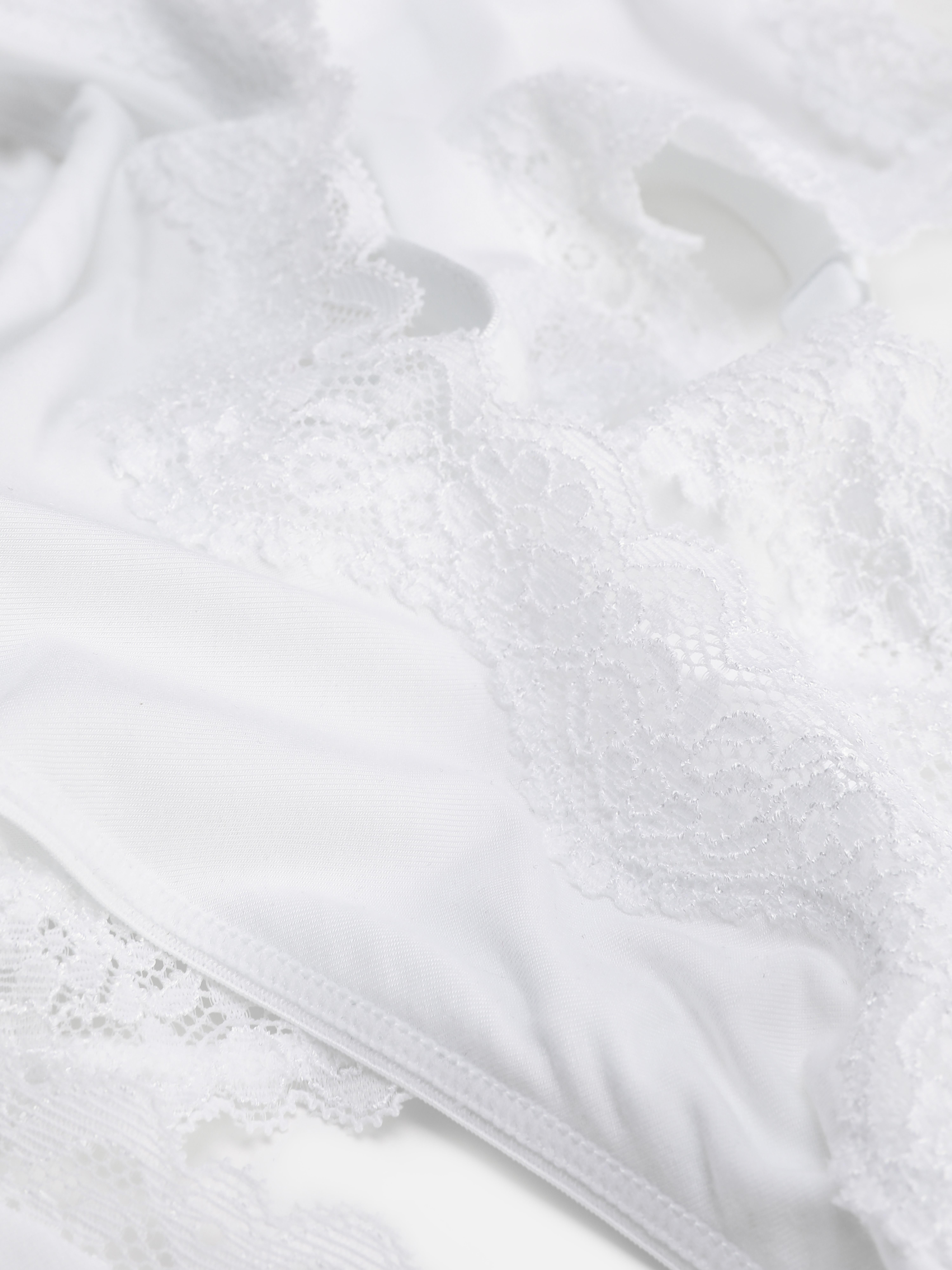 Lace Trim Non-Padded Bra and Thong Set