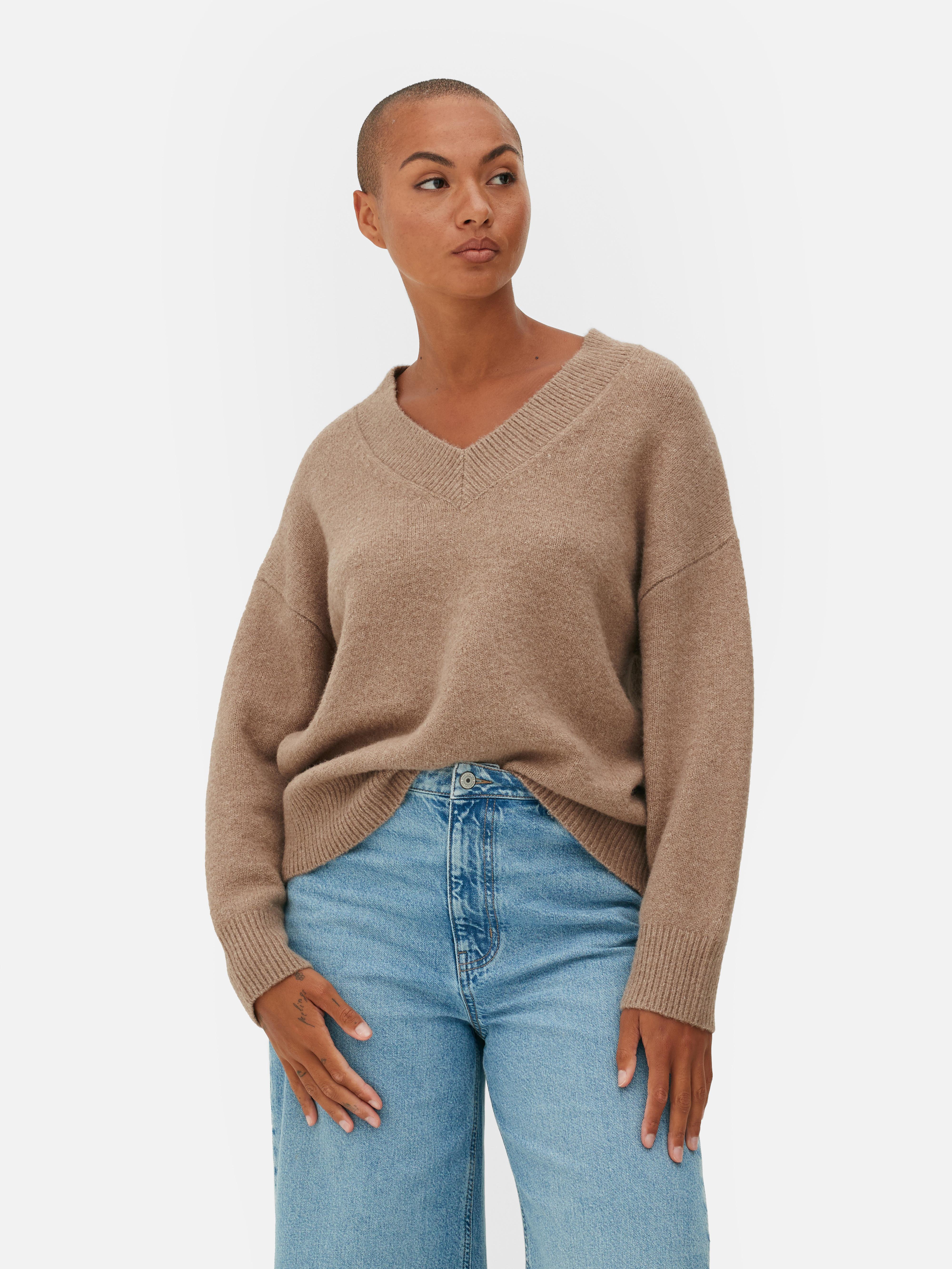 Womens Beige V neck Jumper Primark