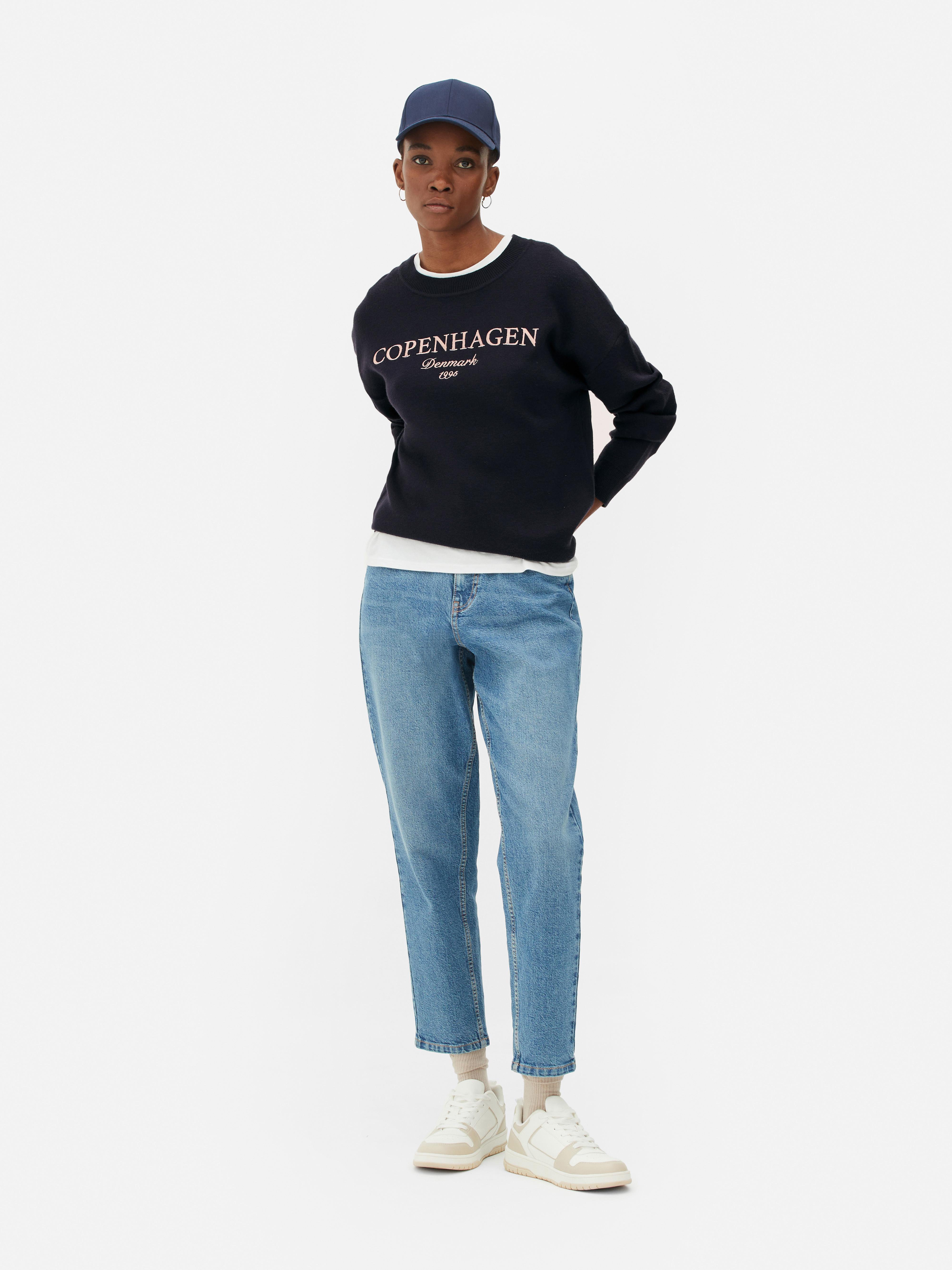 Womens Navy Slogan Front Sweatshirt Primark