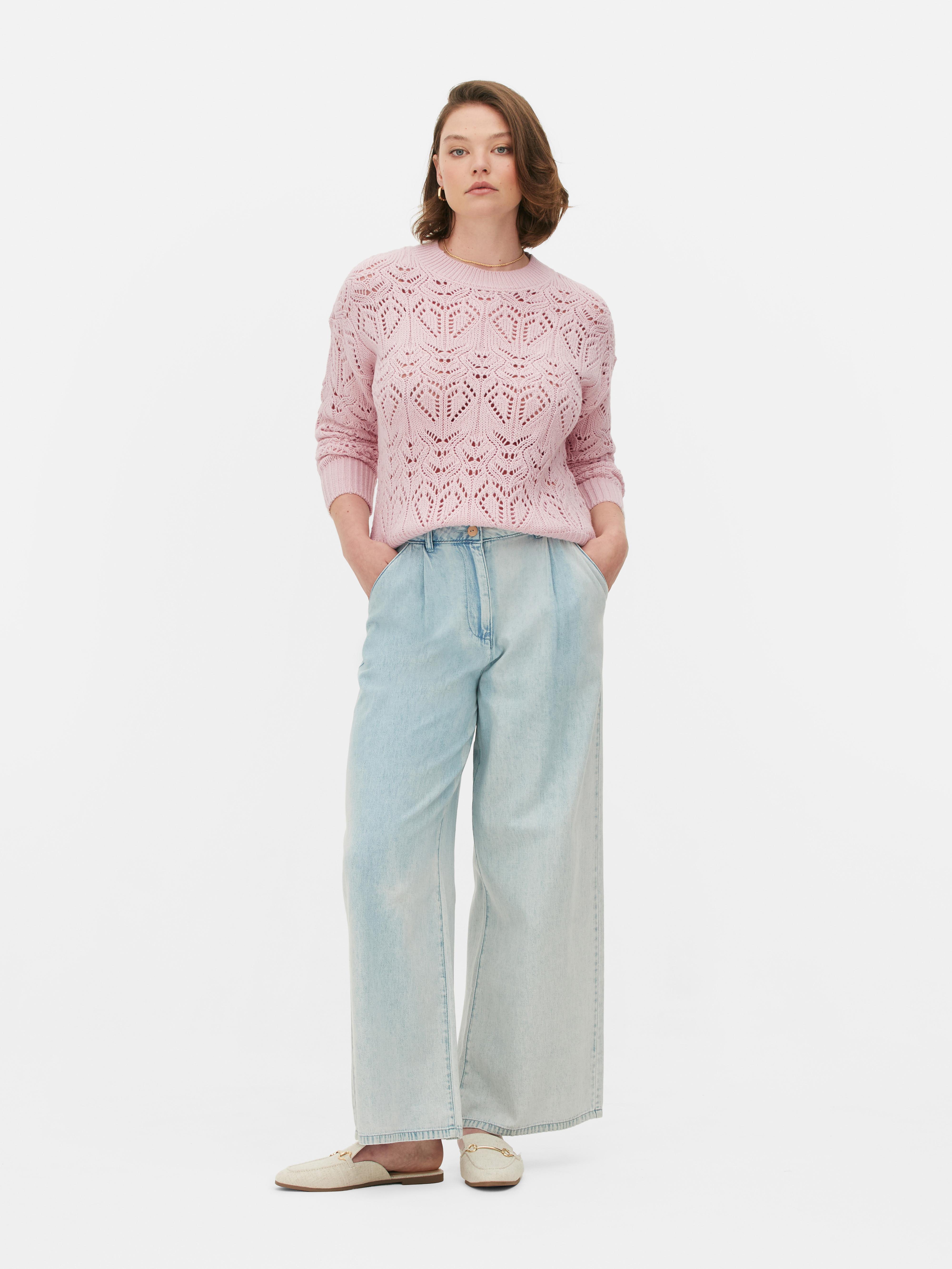 Lochstrickpullover mit Rundhalsausschnitt - Rosa - Damen | Primark