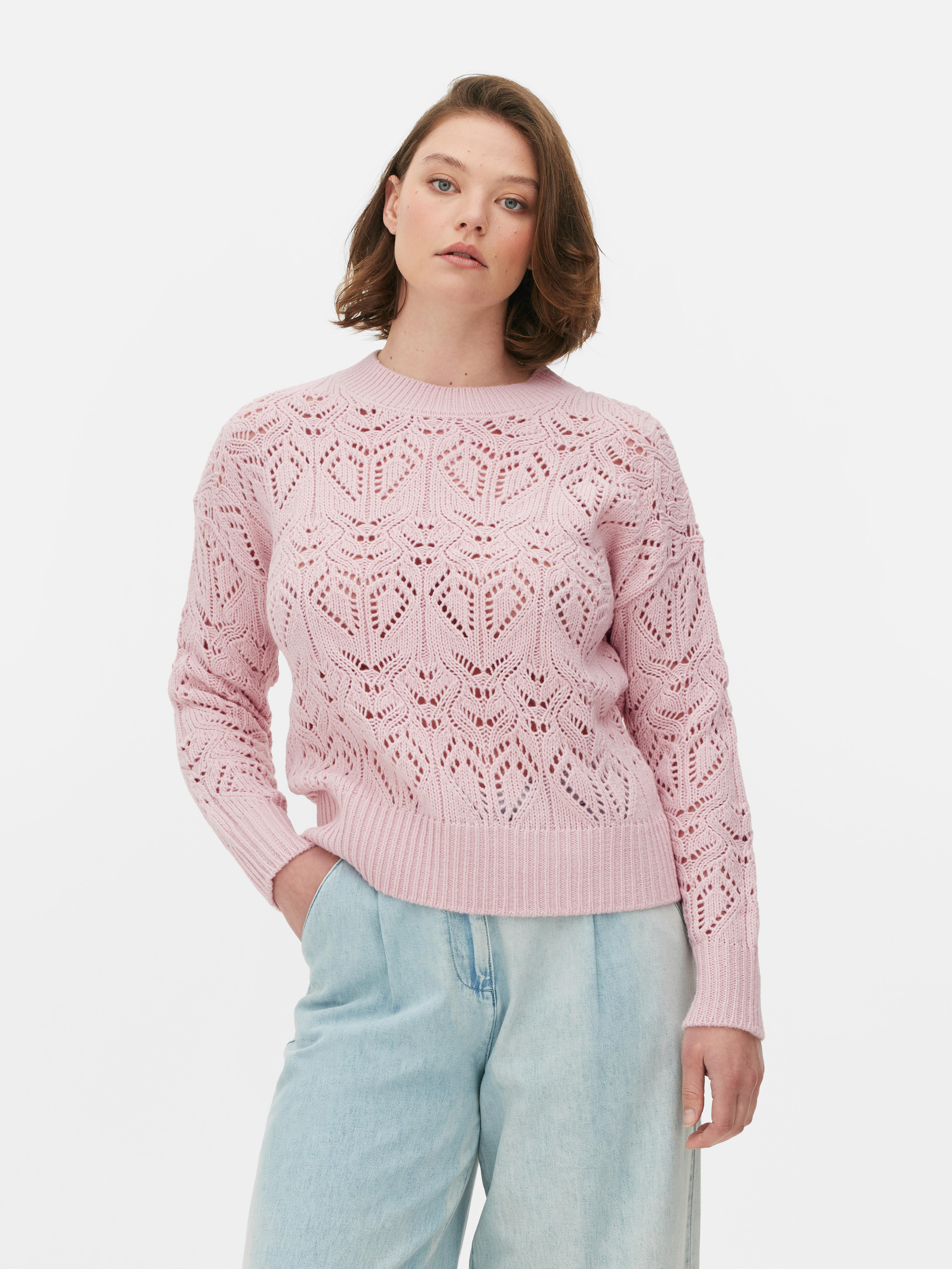 Lochstrickpullover mit Rundhalsausschnitt - Rosa - Damen | Primark