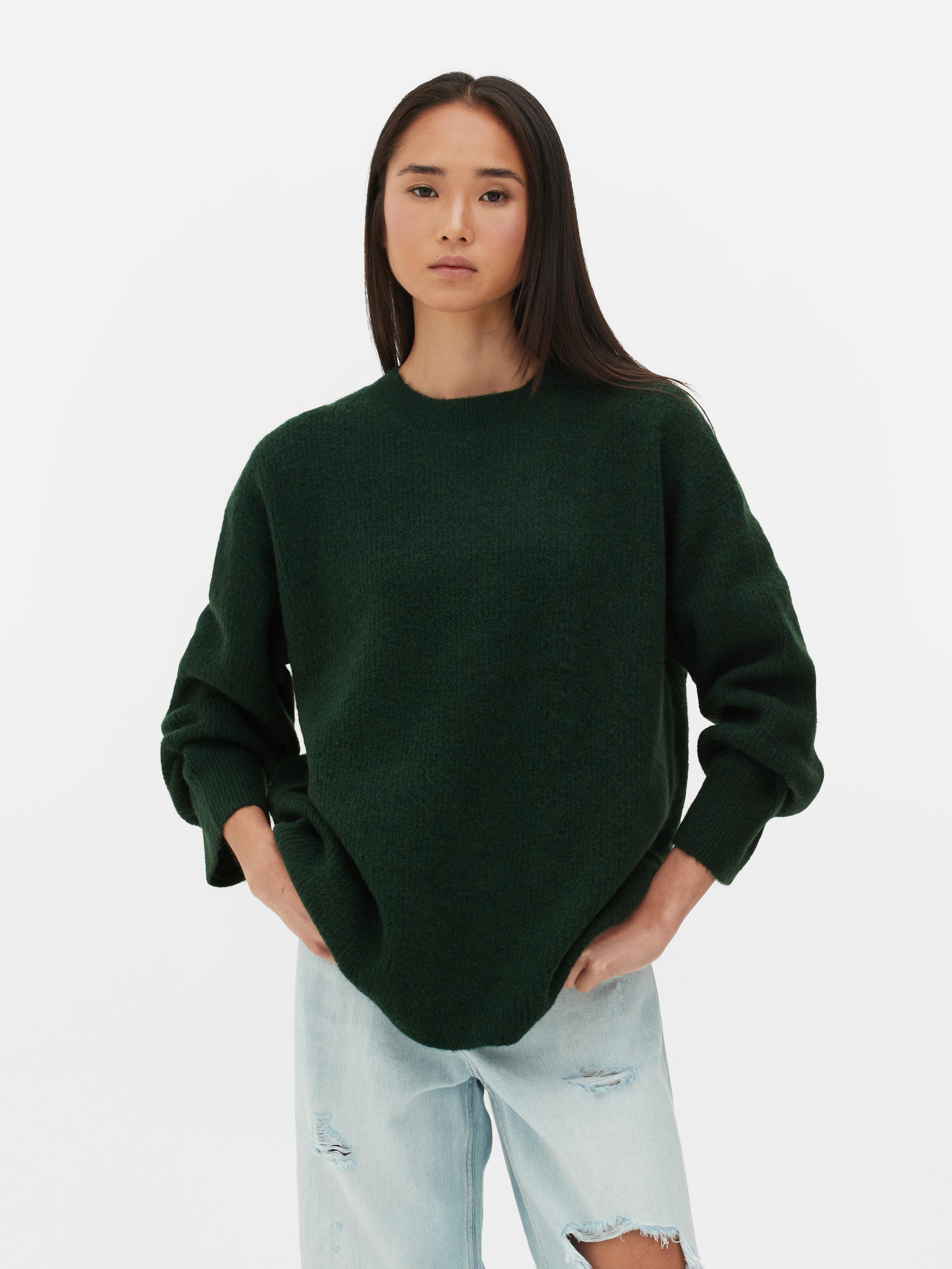 Women s Dark Green Cuffed Sweater Primark