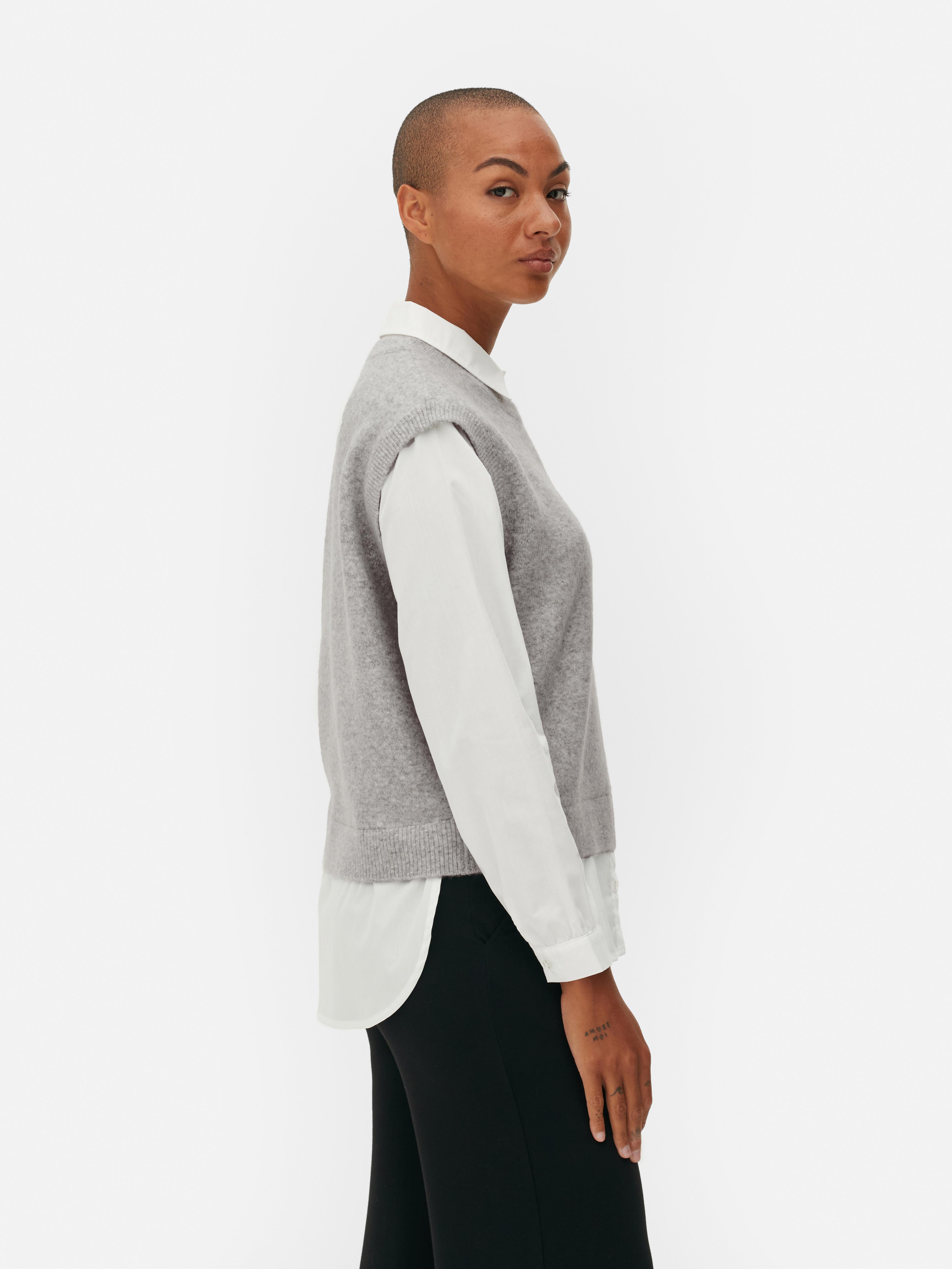Débardeur chemise 2-en-1 superposé