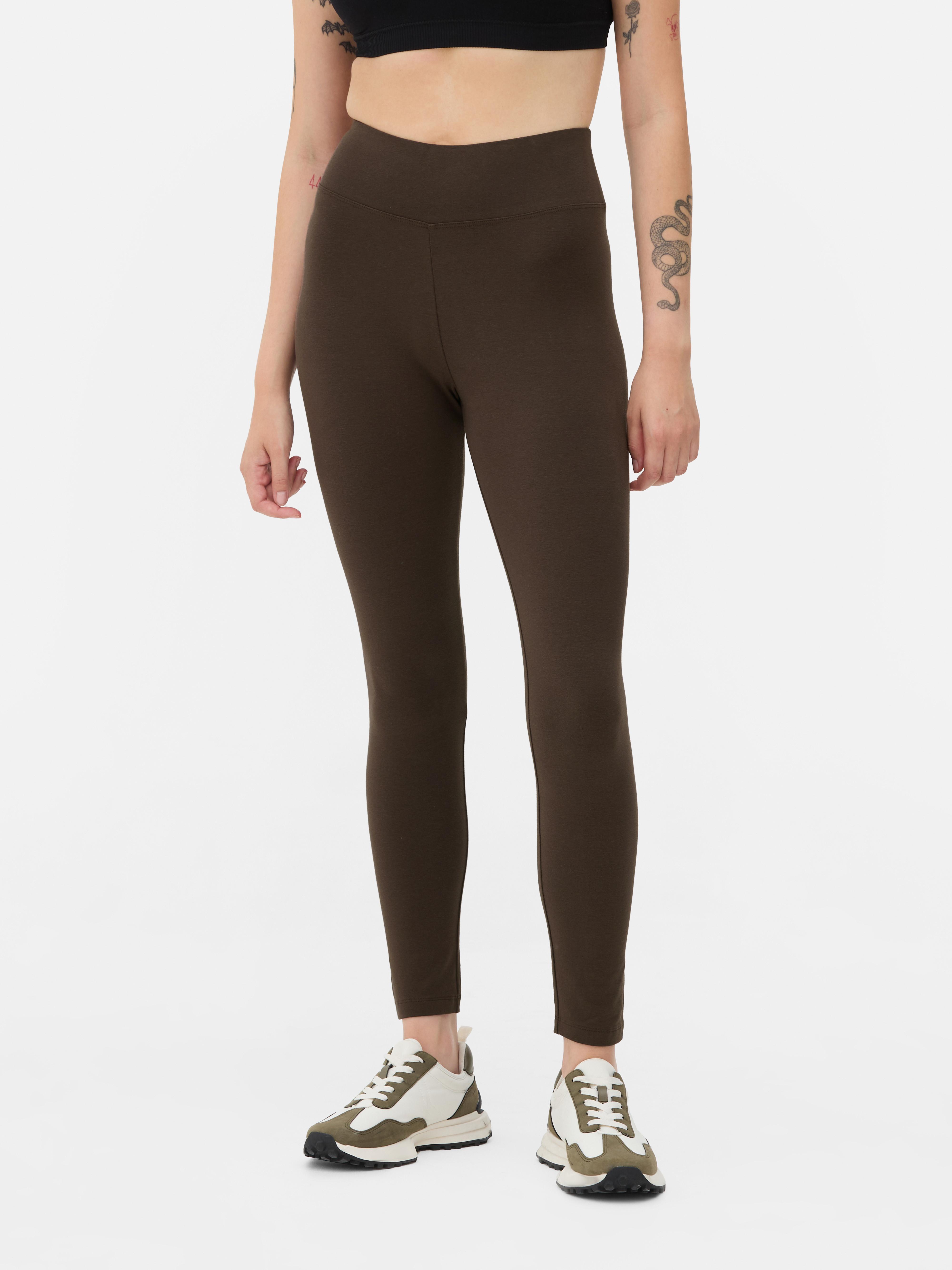 Womens Dark Brown High Waisted Jersey Leggings Primark