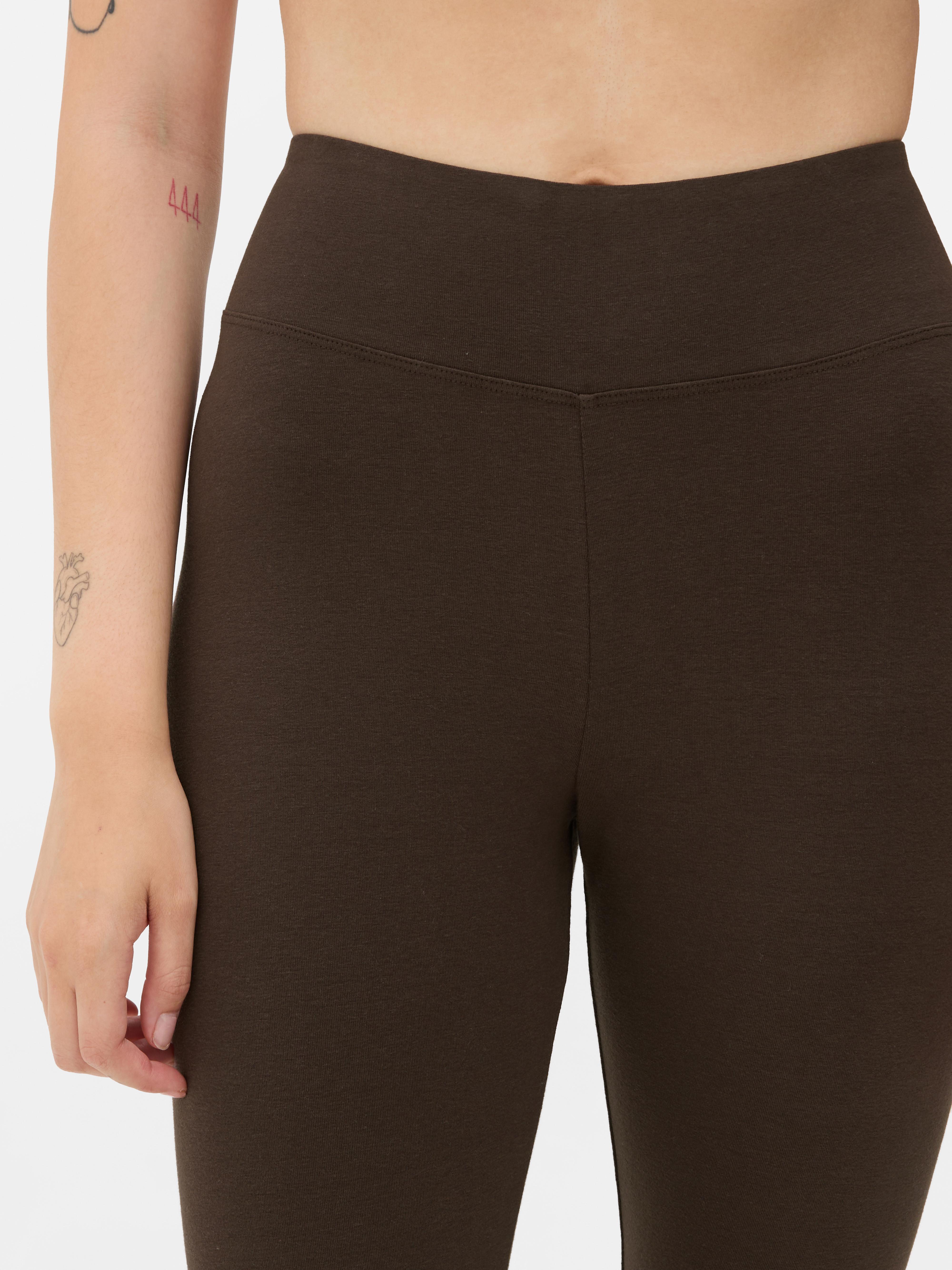 Womens Dark Brown High Waisted Jersey Leggings Primark