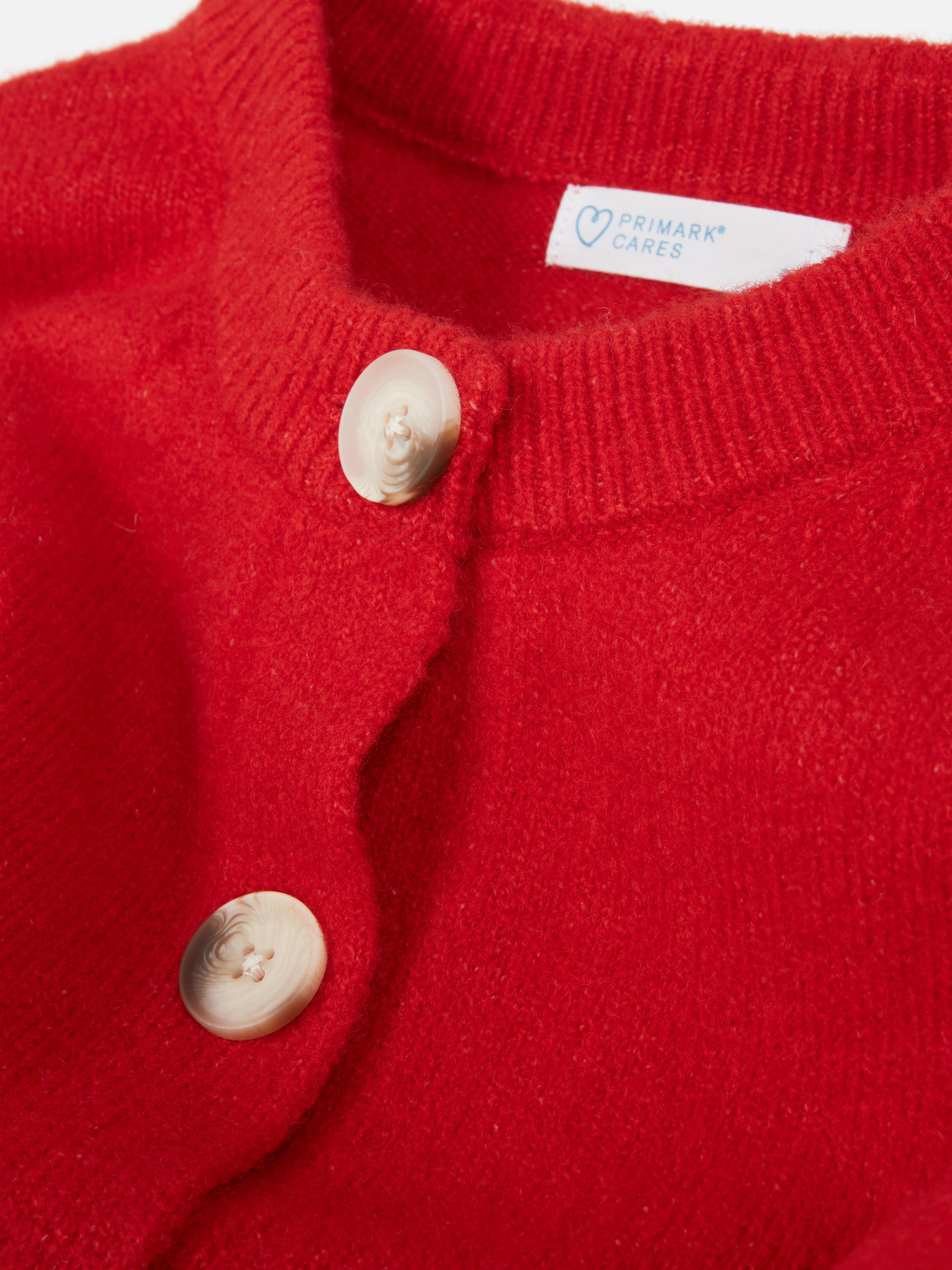Womens Red Crew Neck Button Up Cardigan Primark