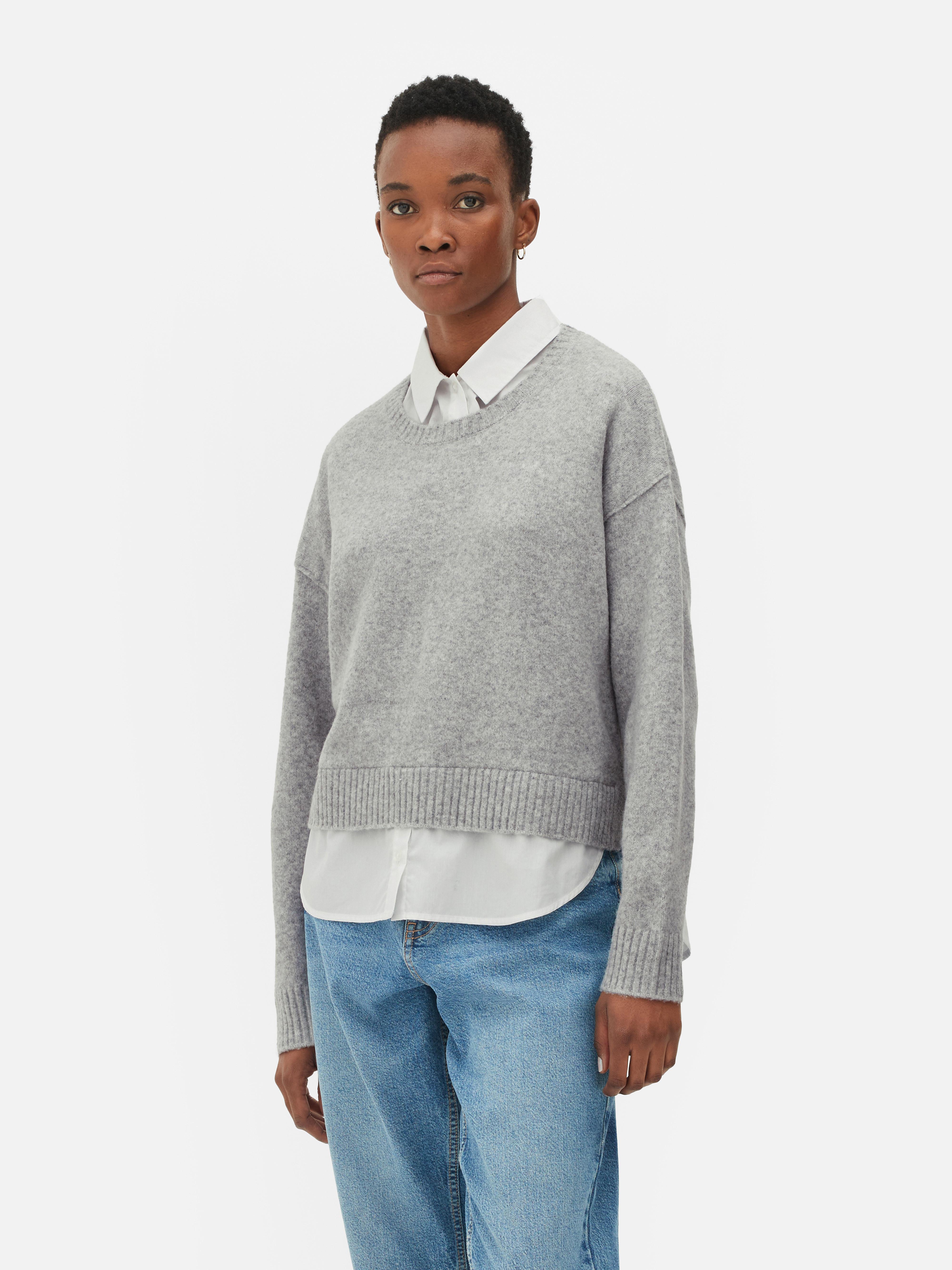 Womens Grey Two in One Collared Jumper Primark