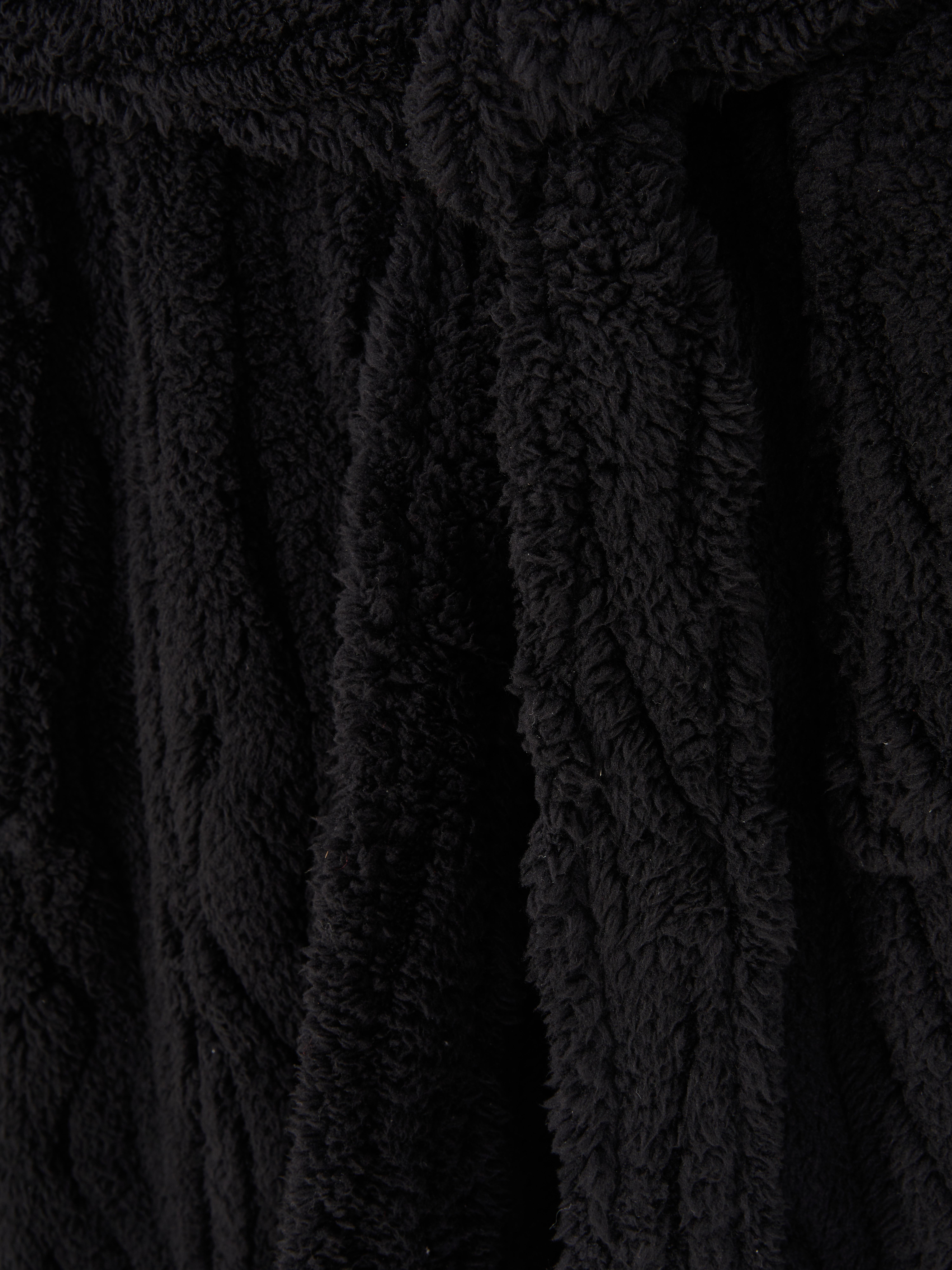 Men's Black Textured Fleece Robe Penneys