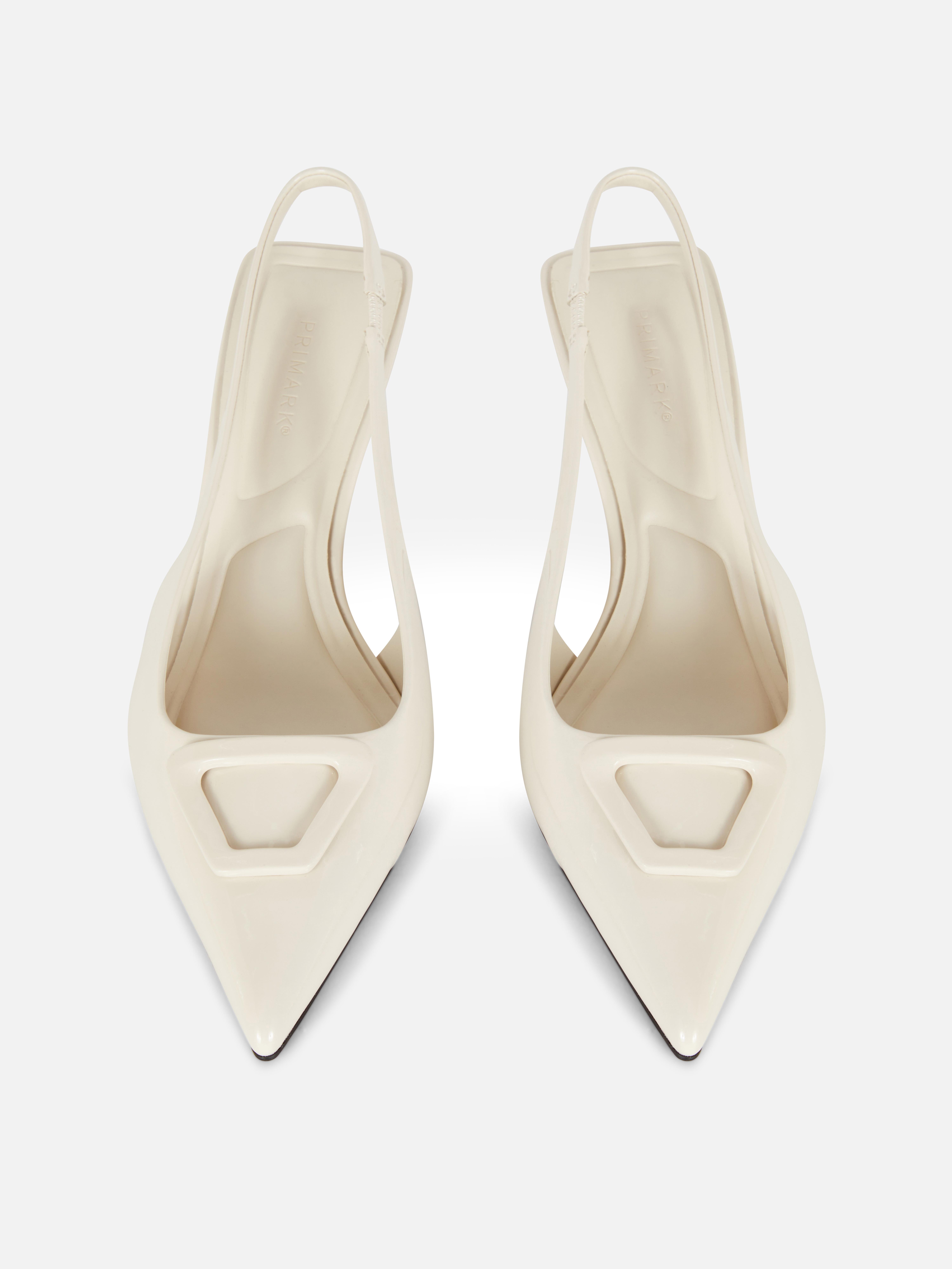 Women's Ivory Kitten Heel Slingback Court Shoes Primark