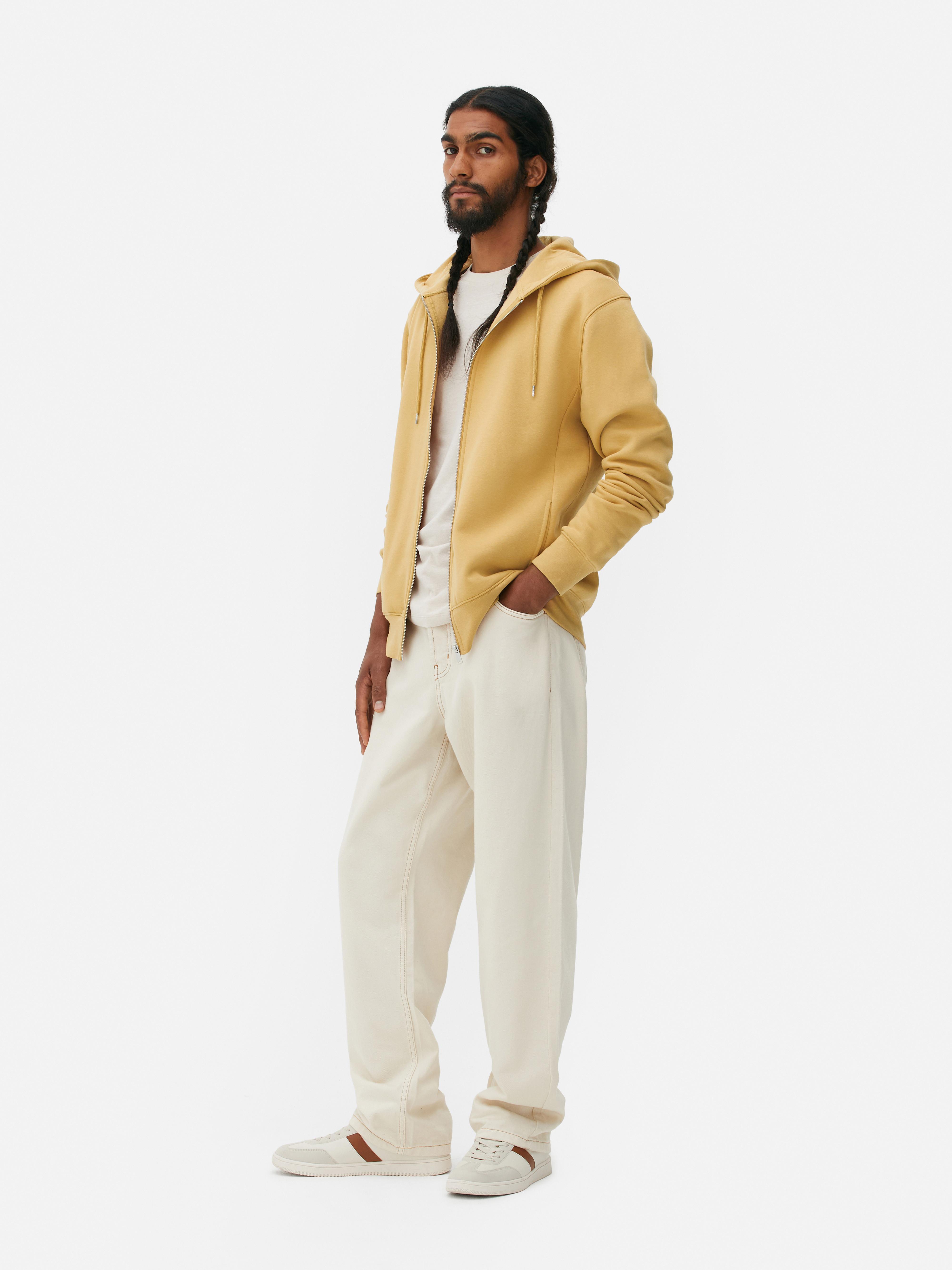 Mens Mustard Classic Zip Up Hoodie Primark