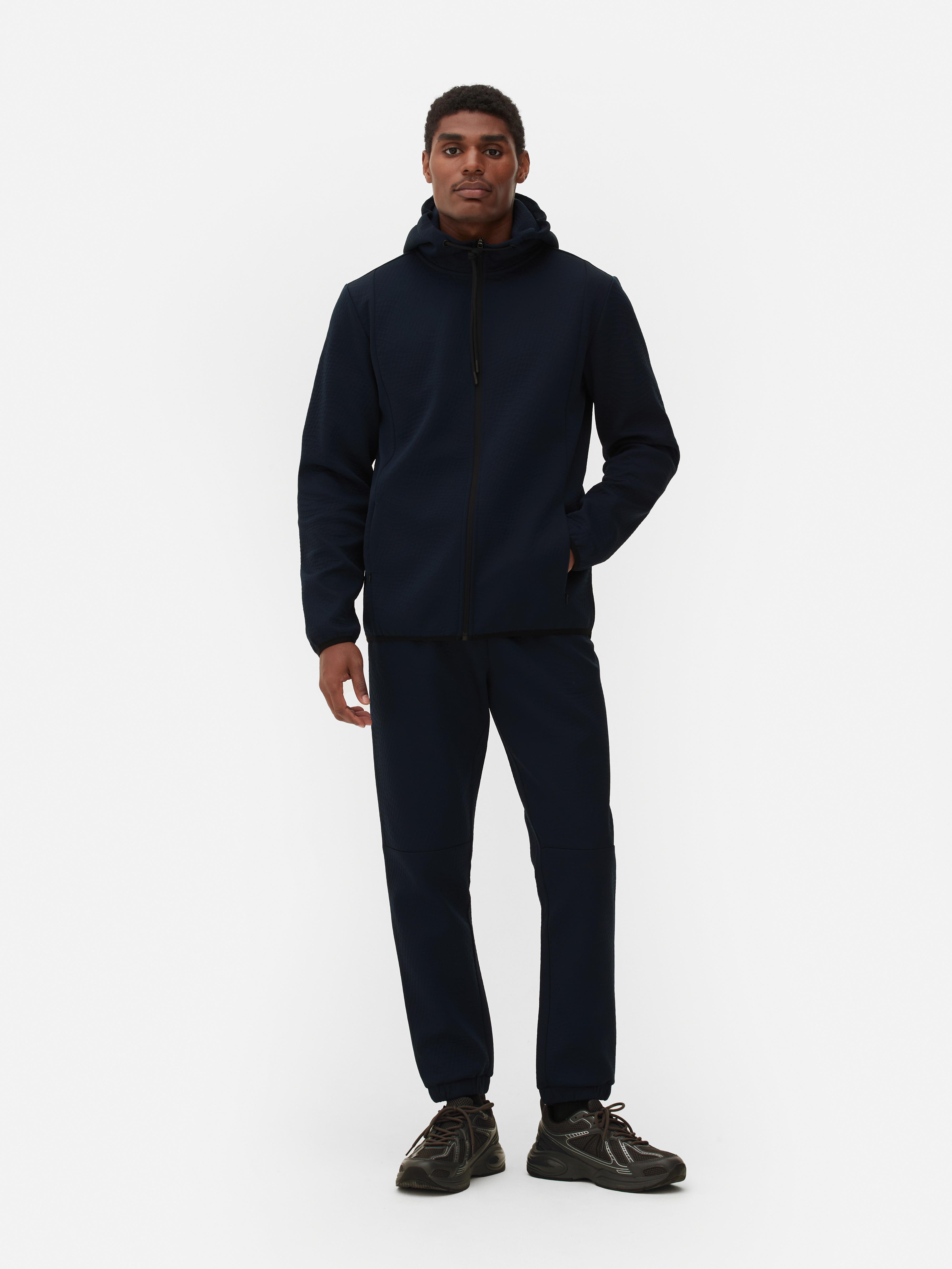 Strukturierte Performance-Jacke mit Reißverschluss - Marineblau 