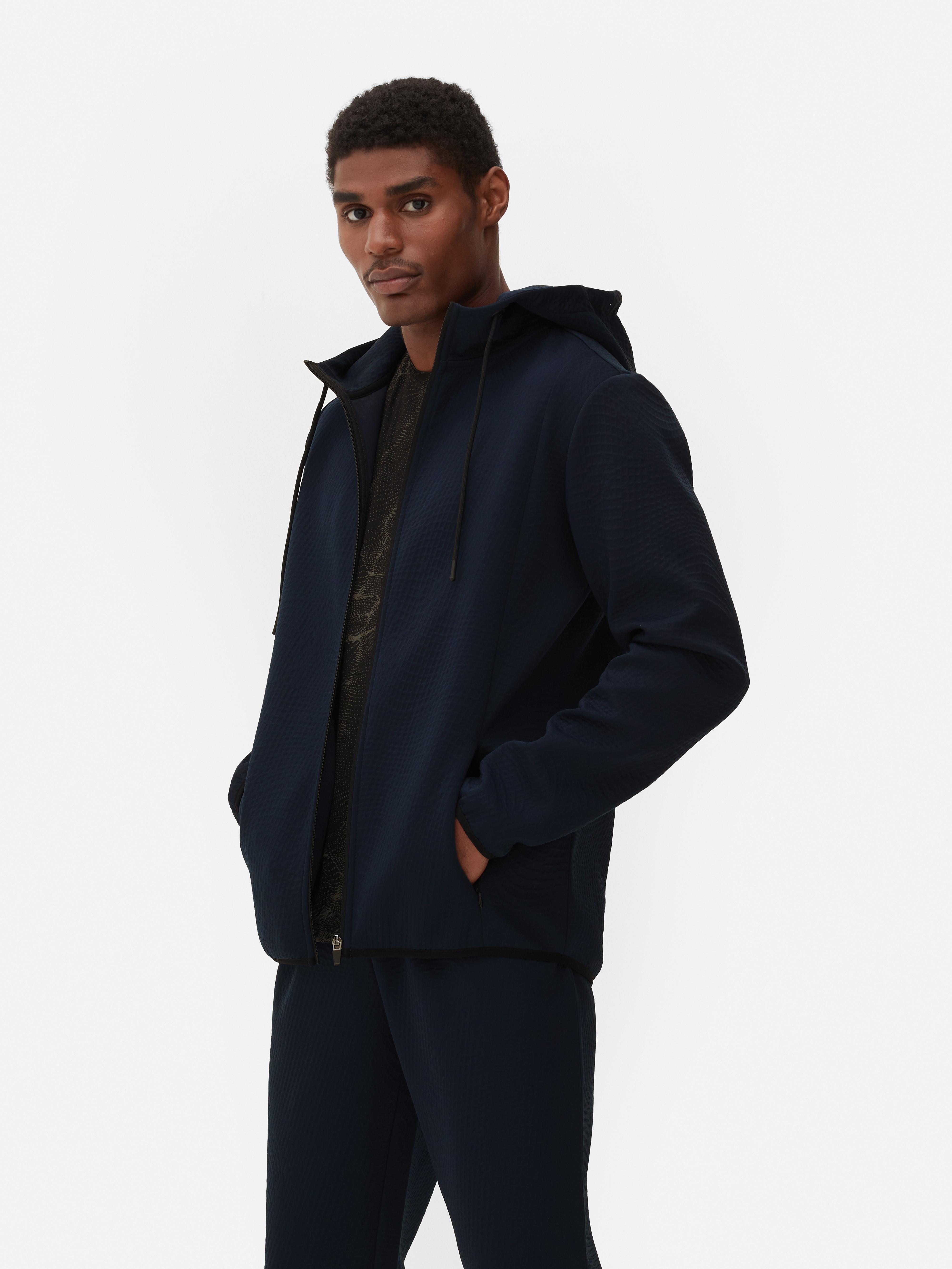 Strukturierte Performance-Jacke mit Reißverschluss - Marineblau 