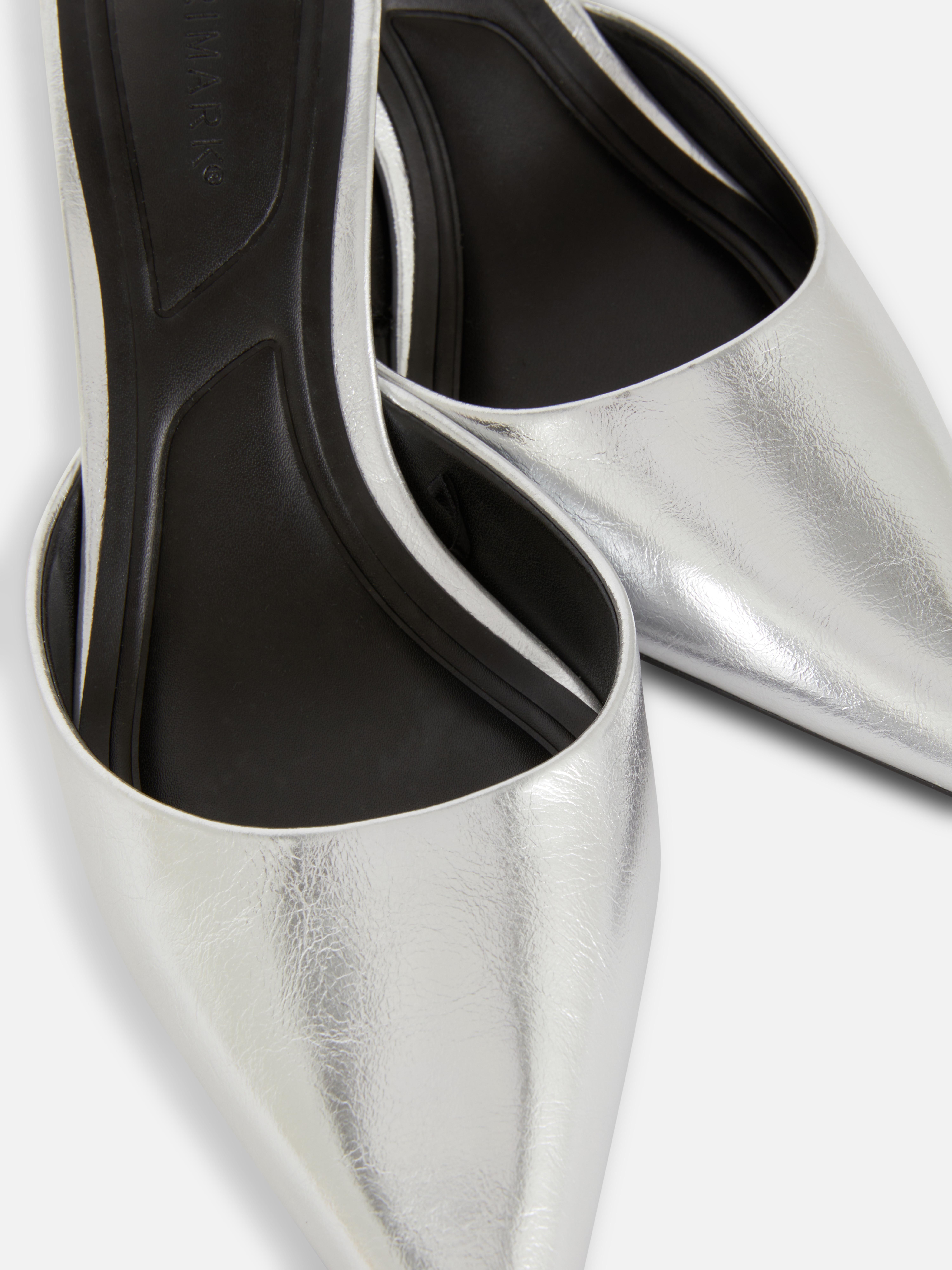 Mules a talon et bout pointu Argent Femme Primark