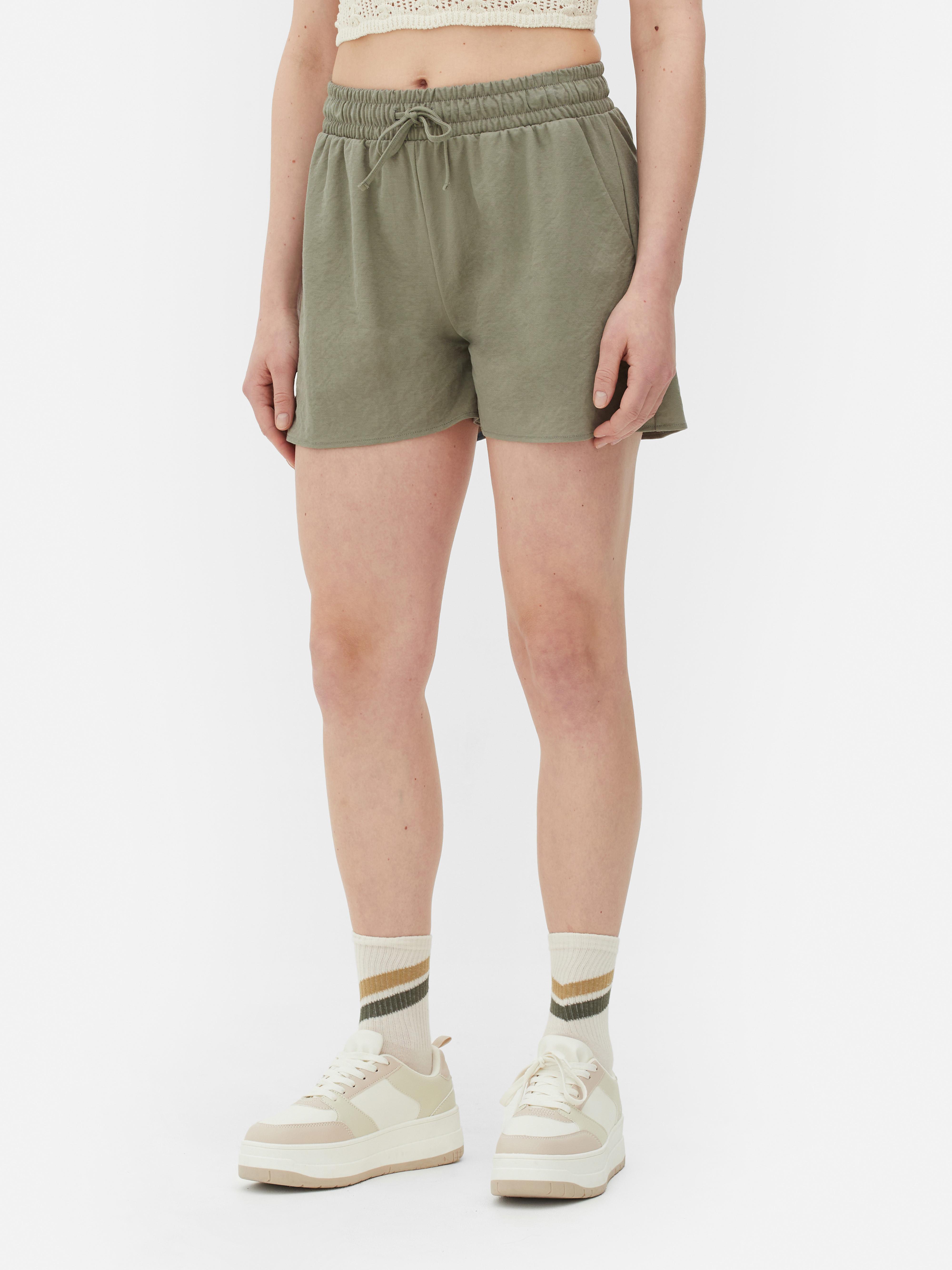 Women's Khaki Drawstring Waistband Jersey Textured Shorts | Penneys