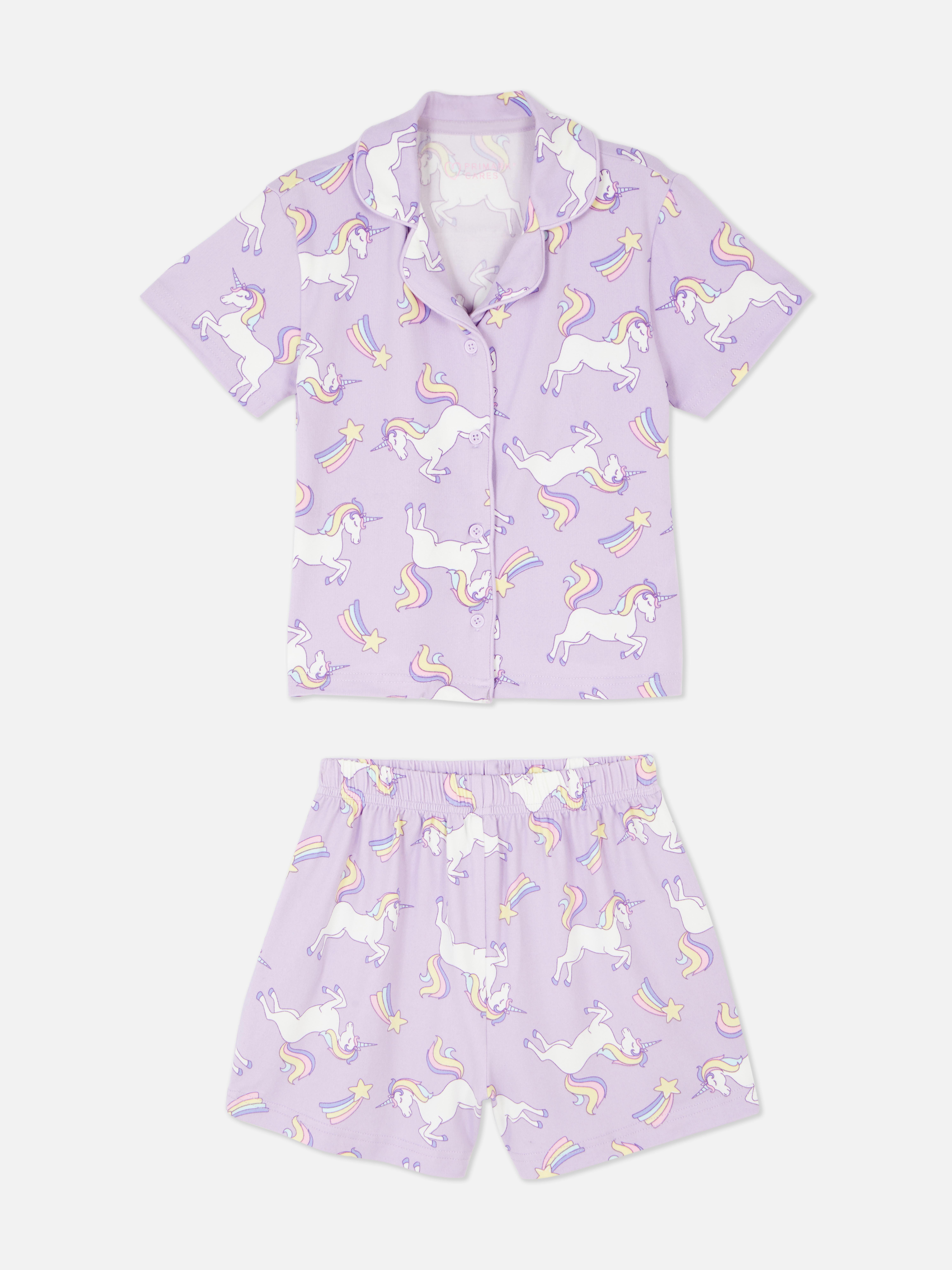 Pijama con camisa y pantalon corto de unicornios Lila Ninas Primark