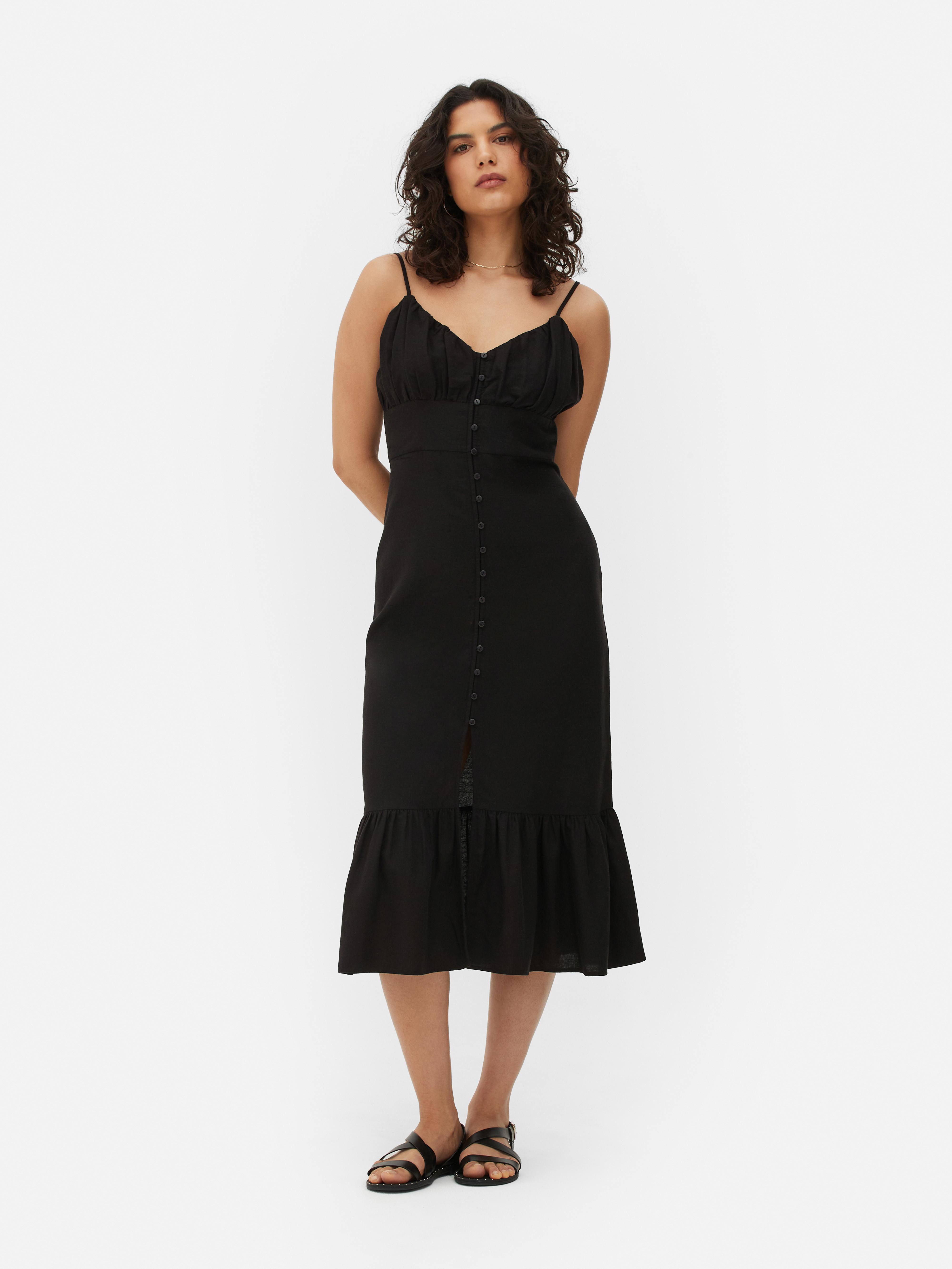 Women's Black Button-Up Slip Midi Dress | Penneys