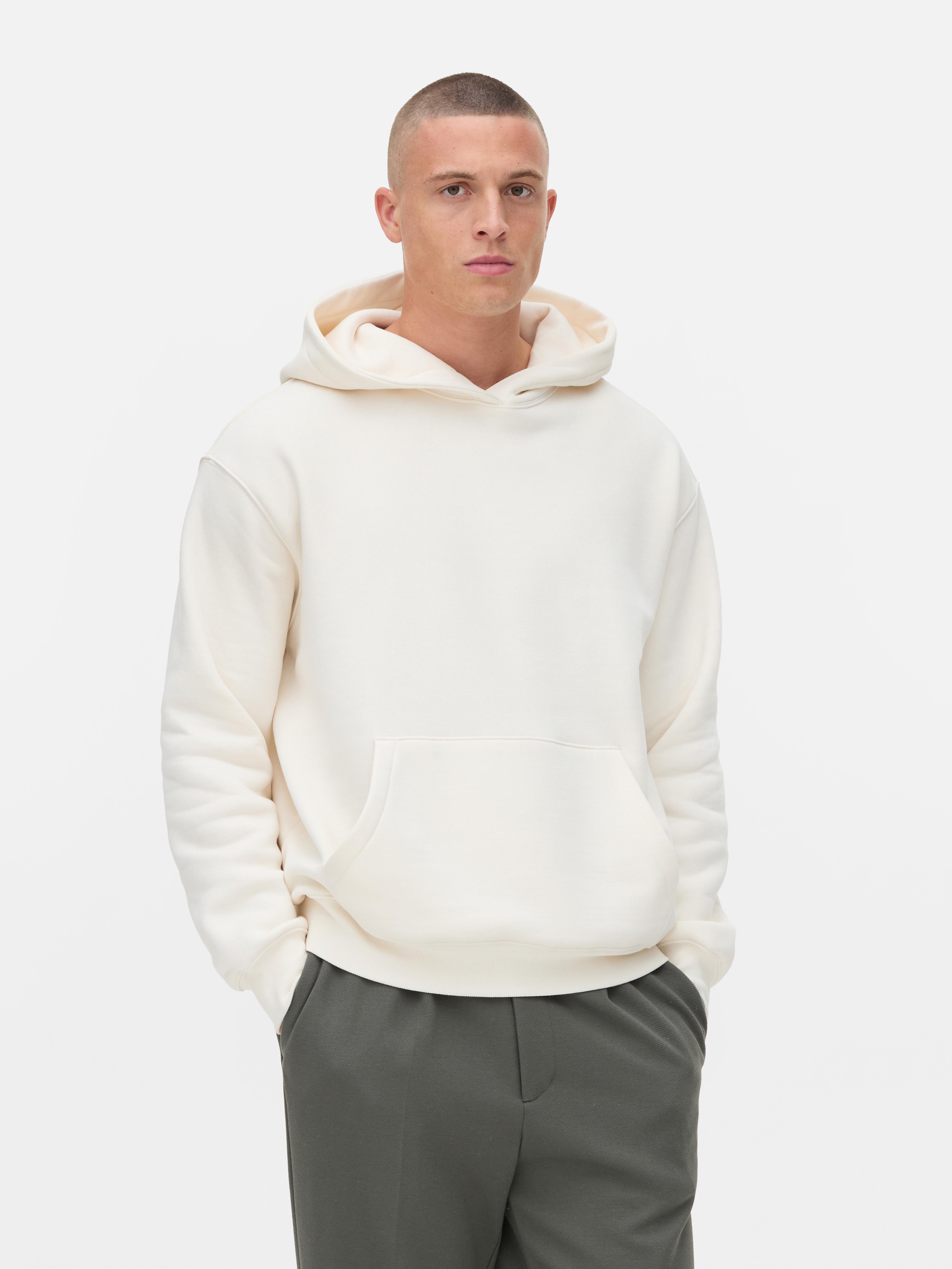 Mens Ecru Oversized Jersey Hoodie Primark