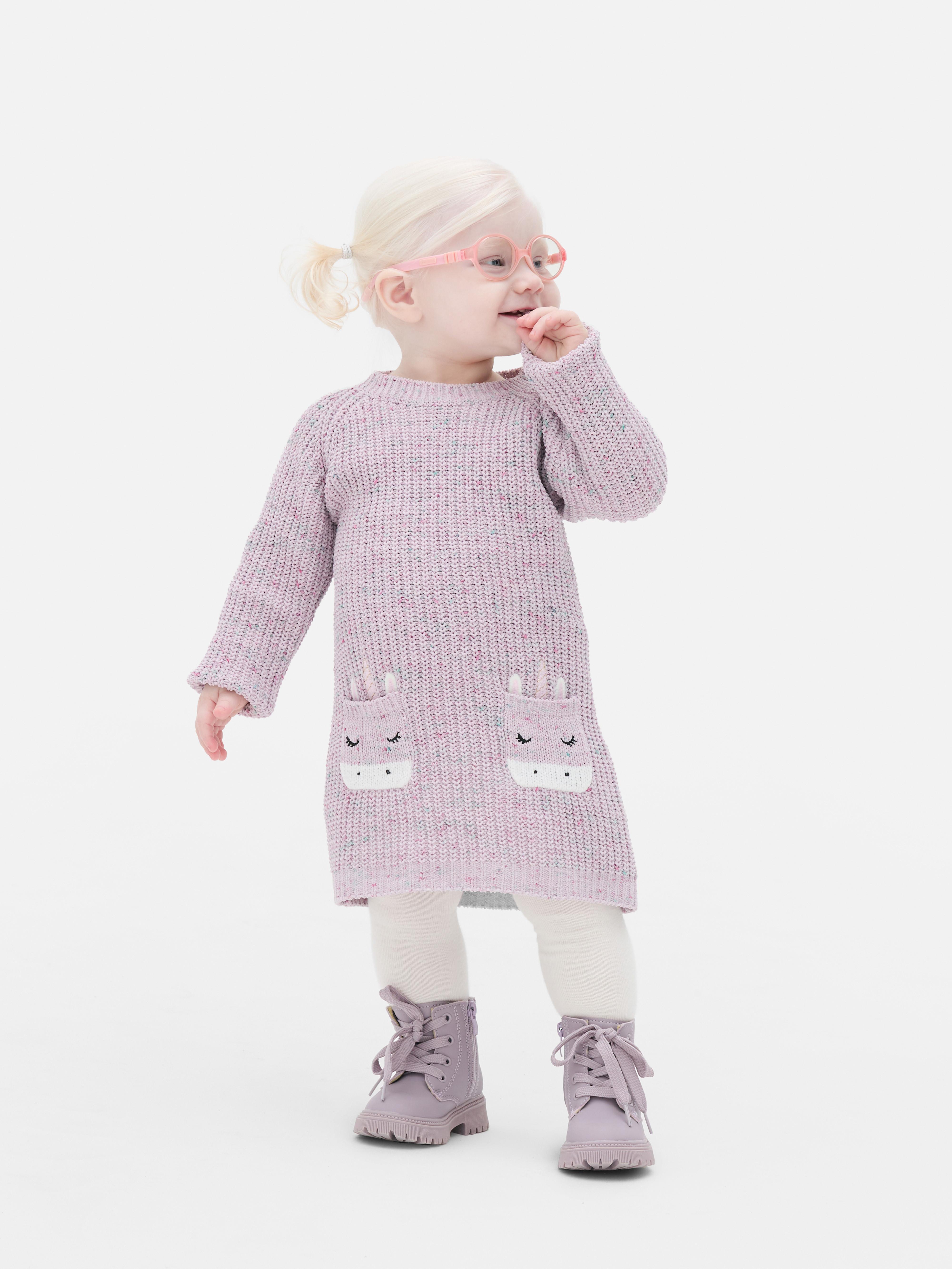 Baby Girls Multi Unicorn Knit Jumper Dress and Tights Set Primark