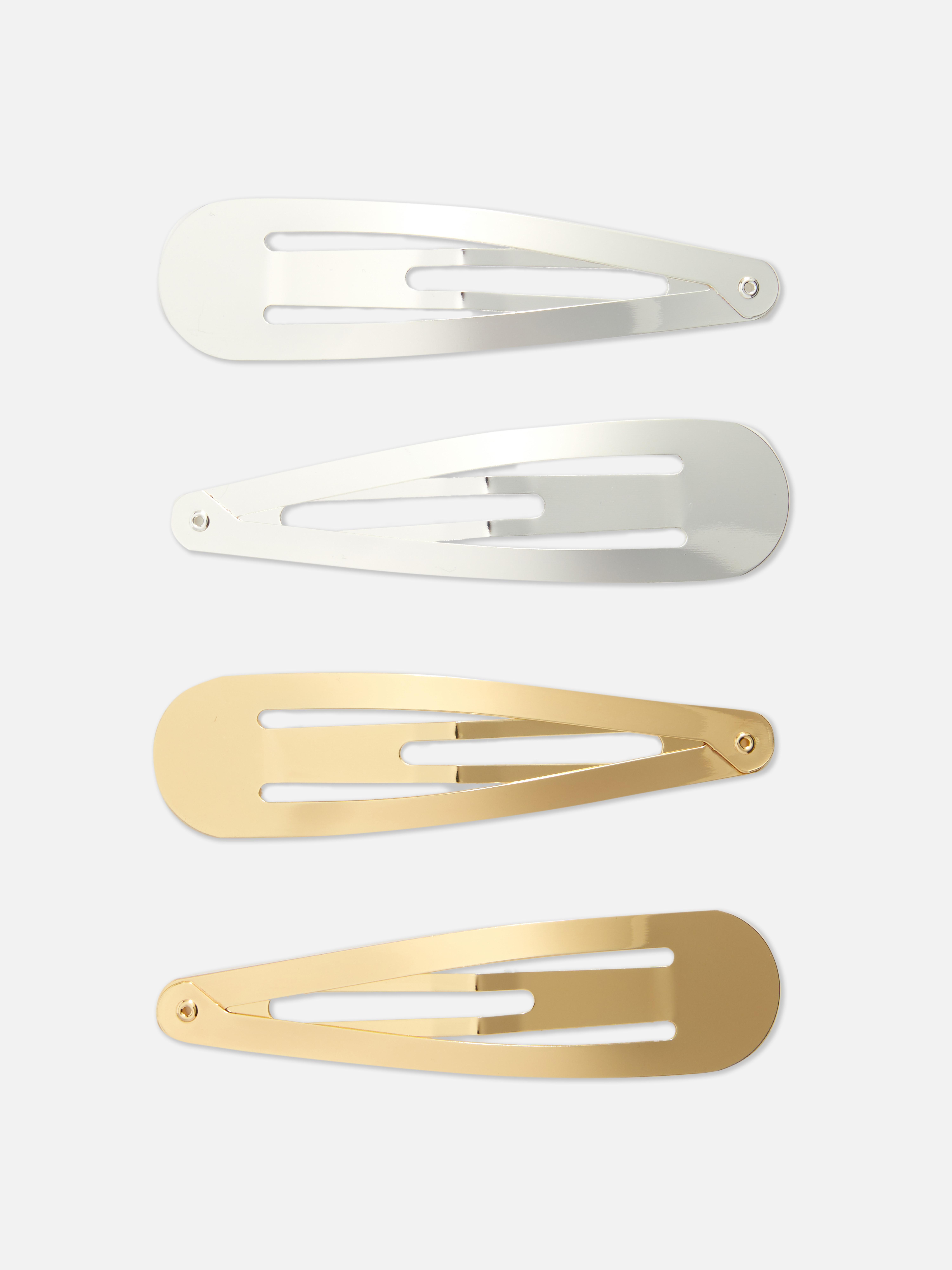 4Pack Metal Snap Hair Clips Primark