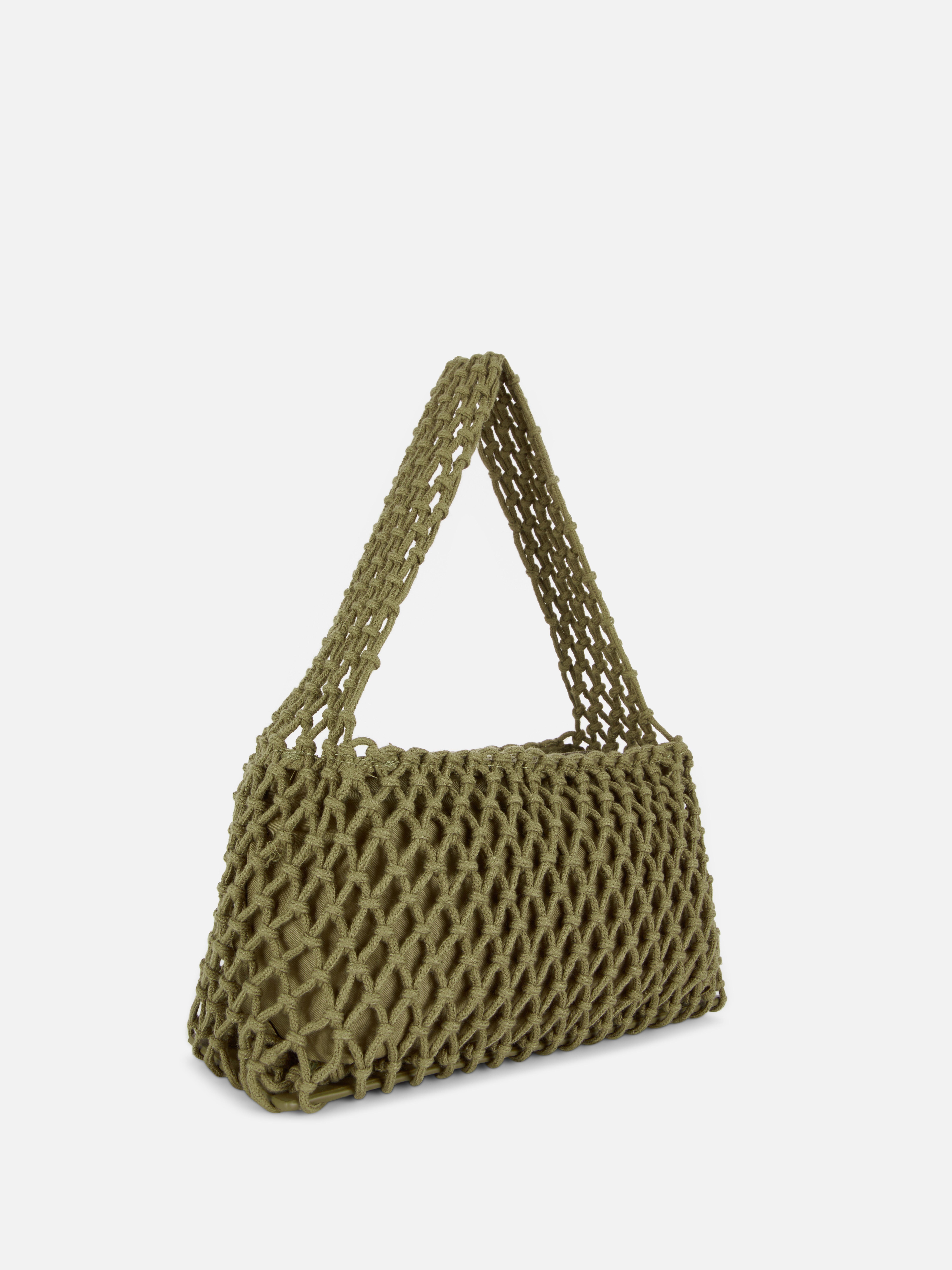 Women's Green Crochet Layer Shoulder Bag Primark