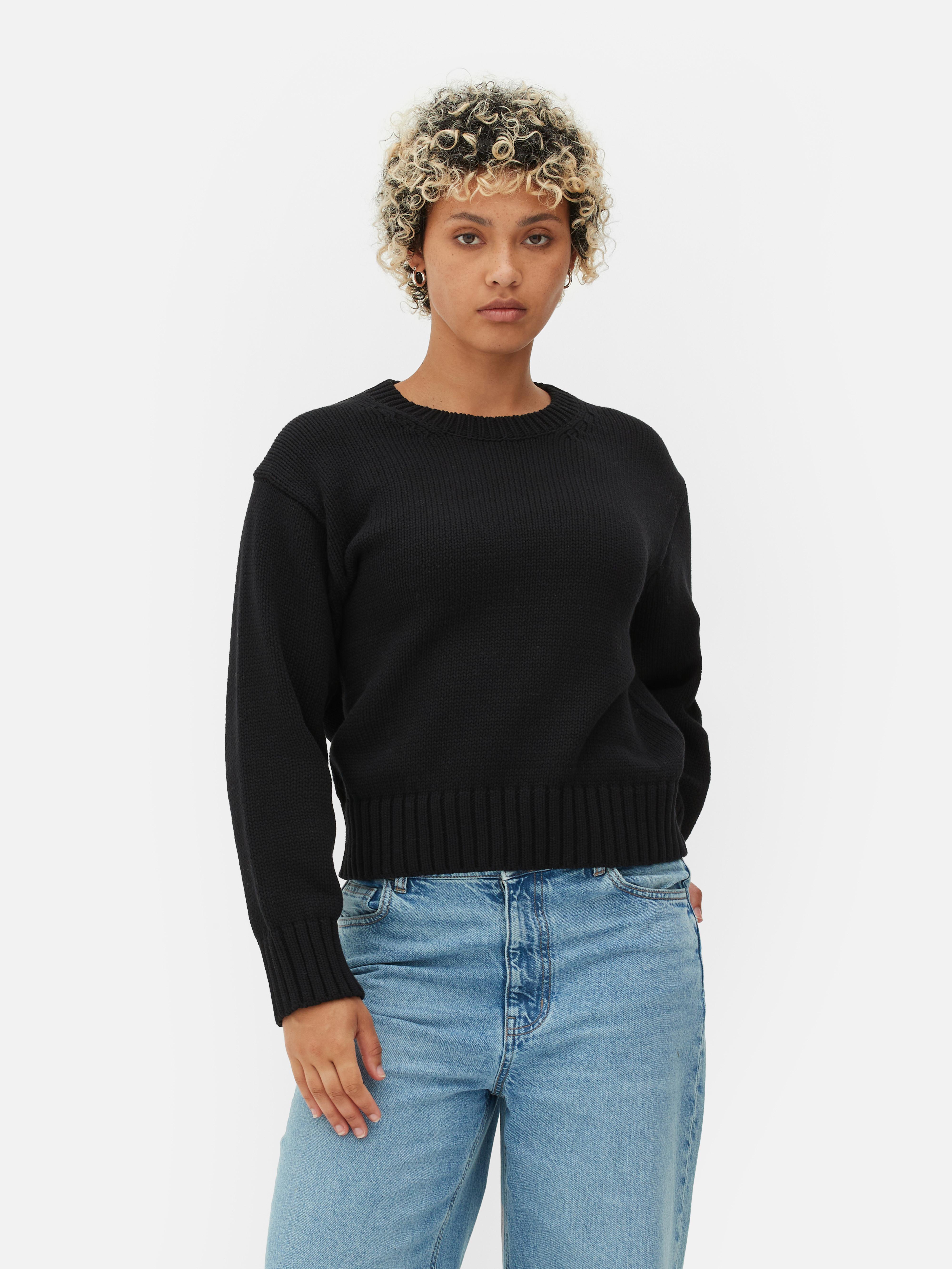 Black jumper crew neck hotsell