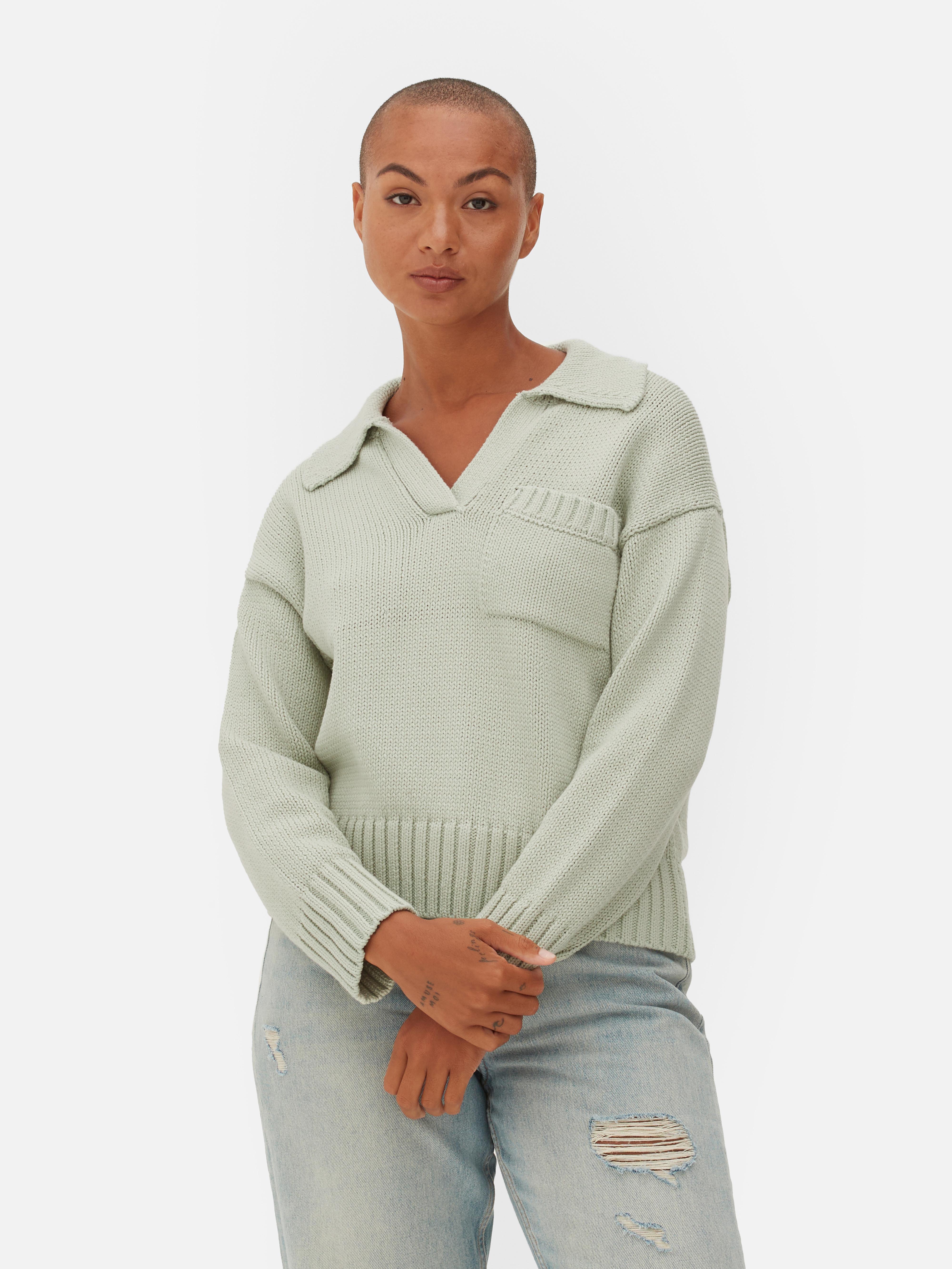 Womens Mint Knitted Polo Jumper Primark