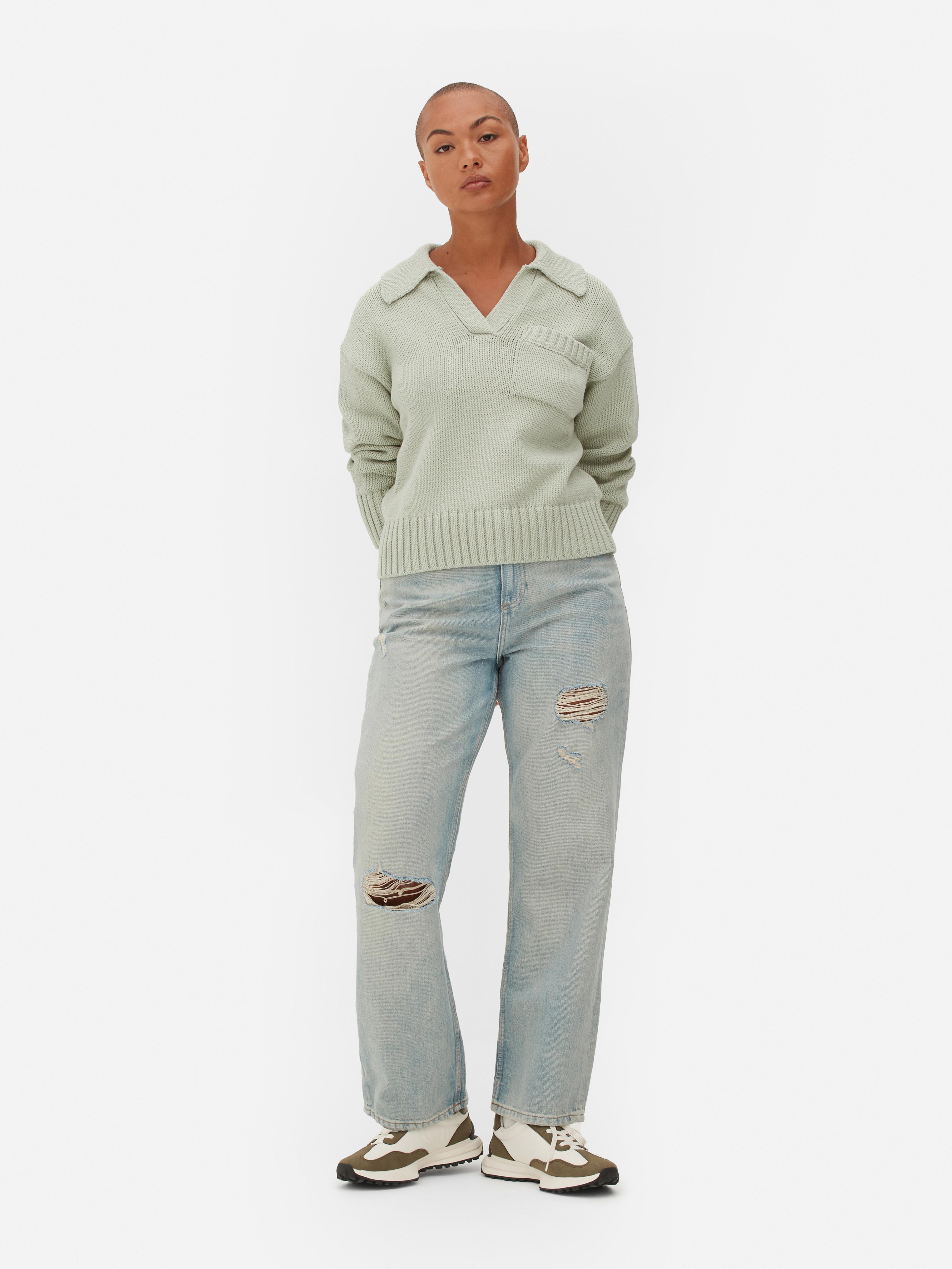 Knitted polo jumper hotsell