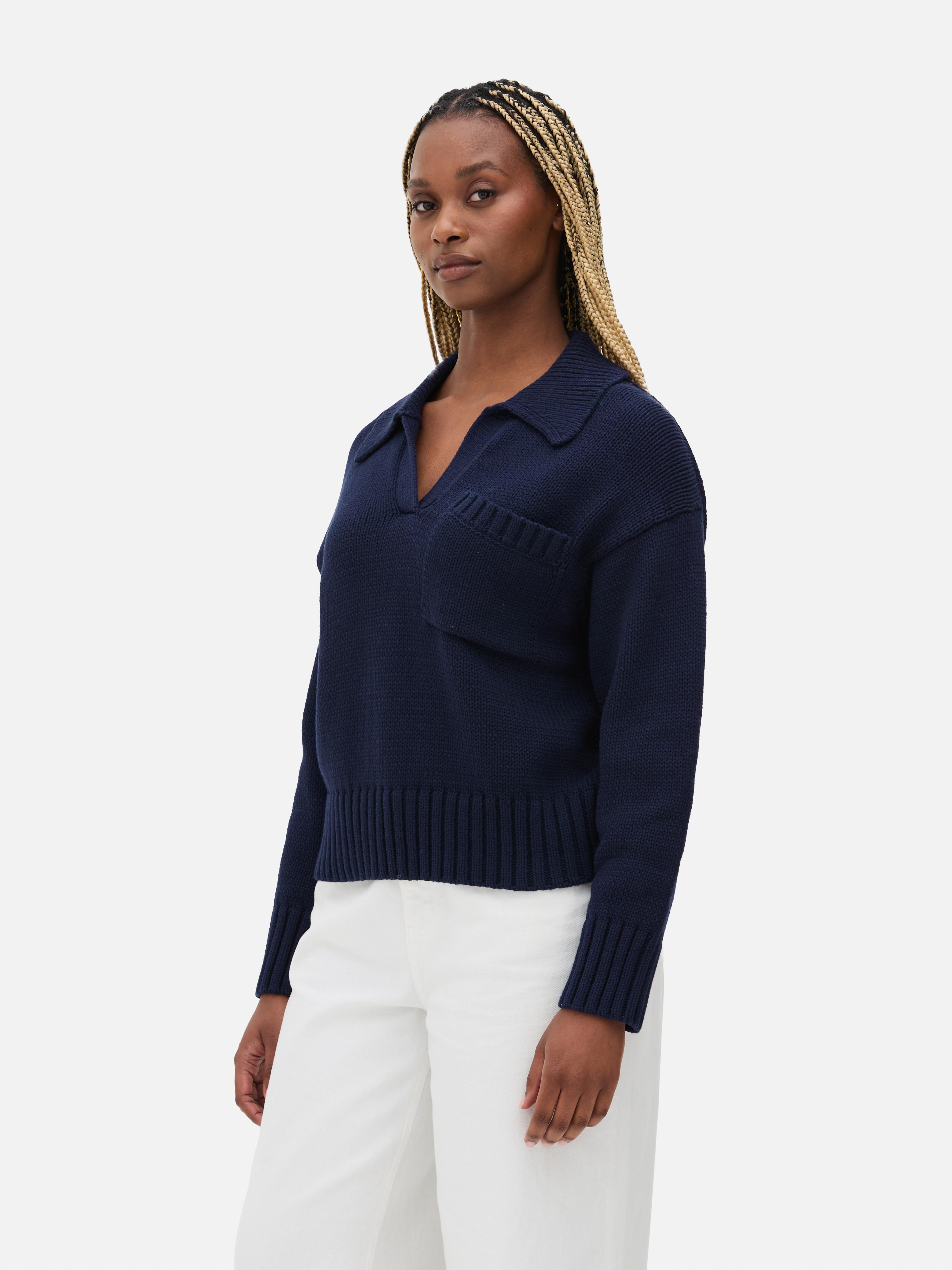 Knitted polo jumper hotsell