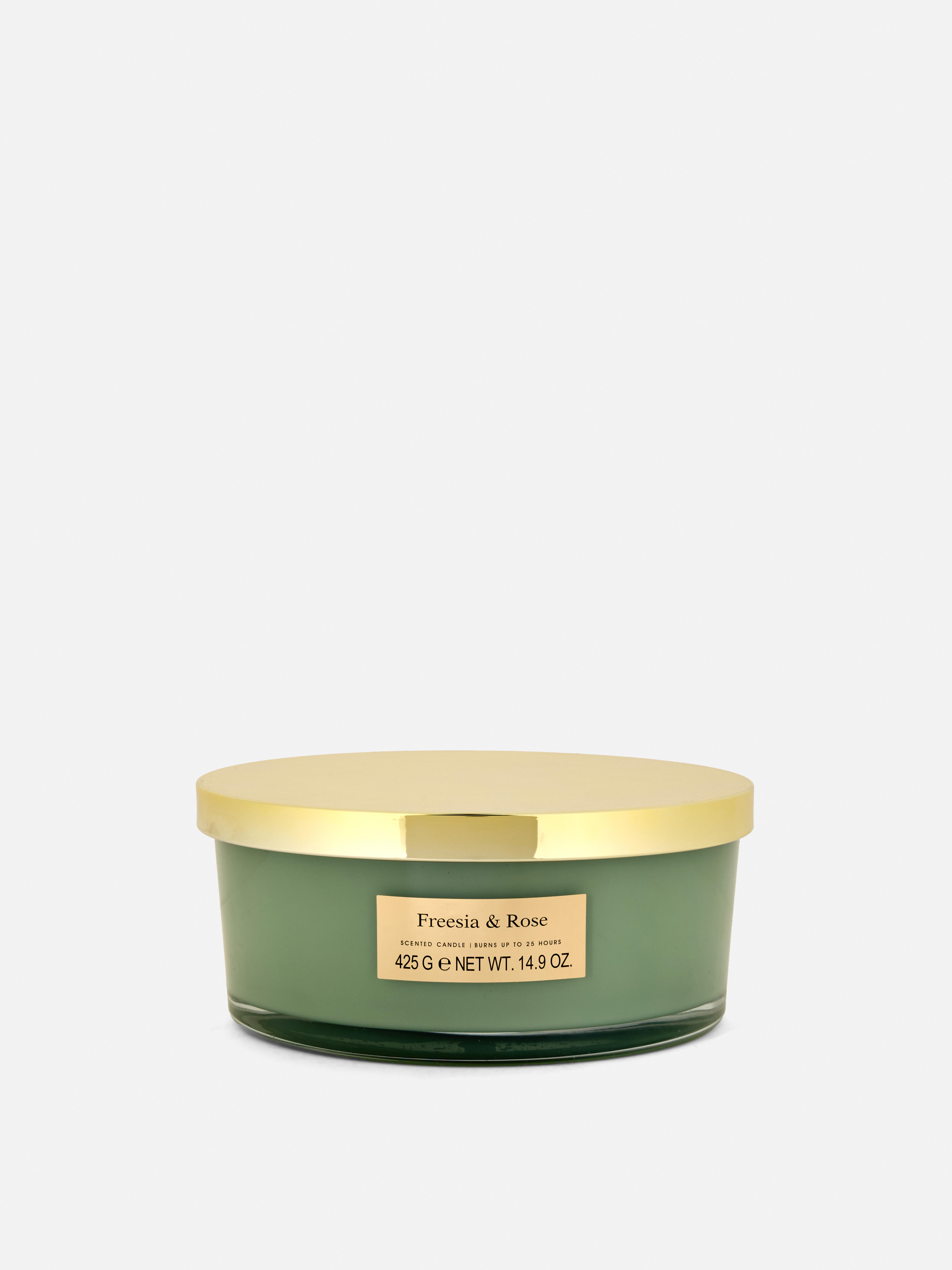 Three Wick Scented Candle in Autumnal Jar Light Green