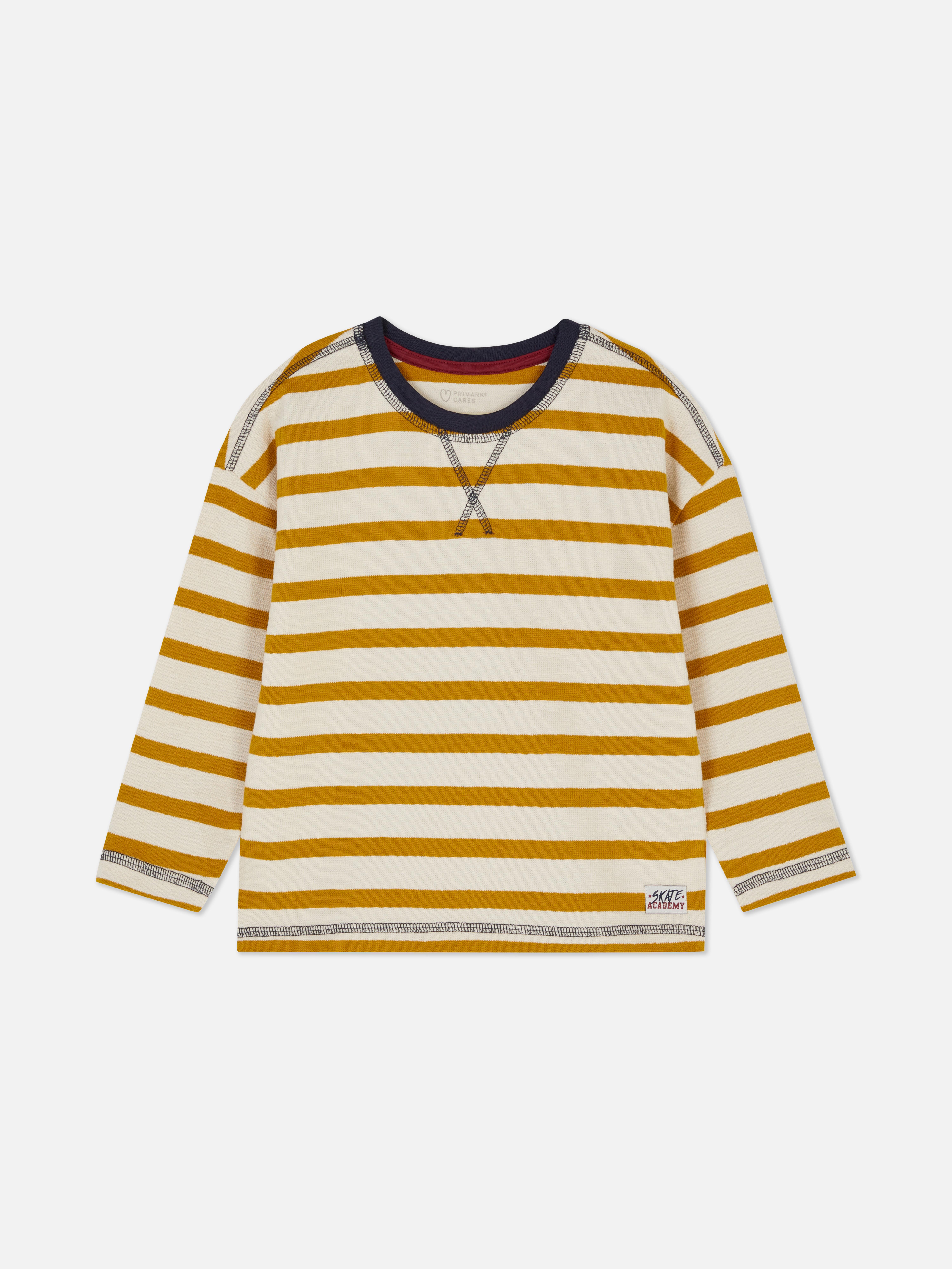Camiseta de manga larga a rayas con textura Amarillo mostaza Ninos Primark