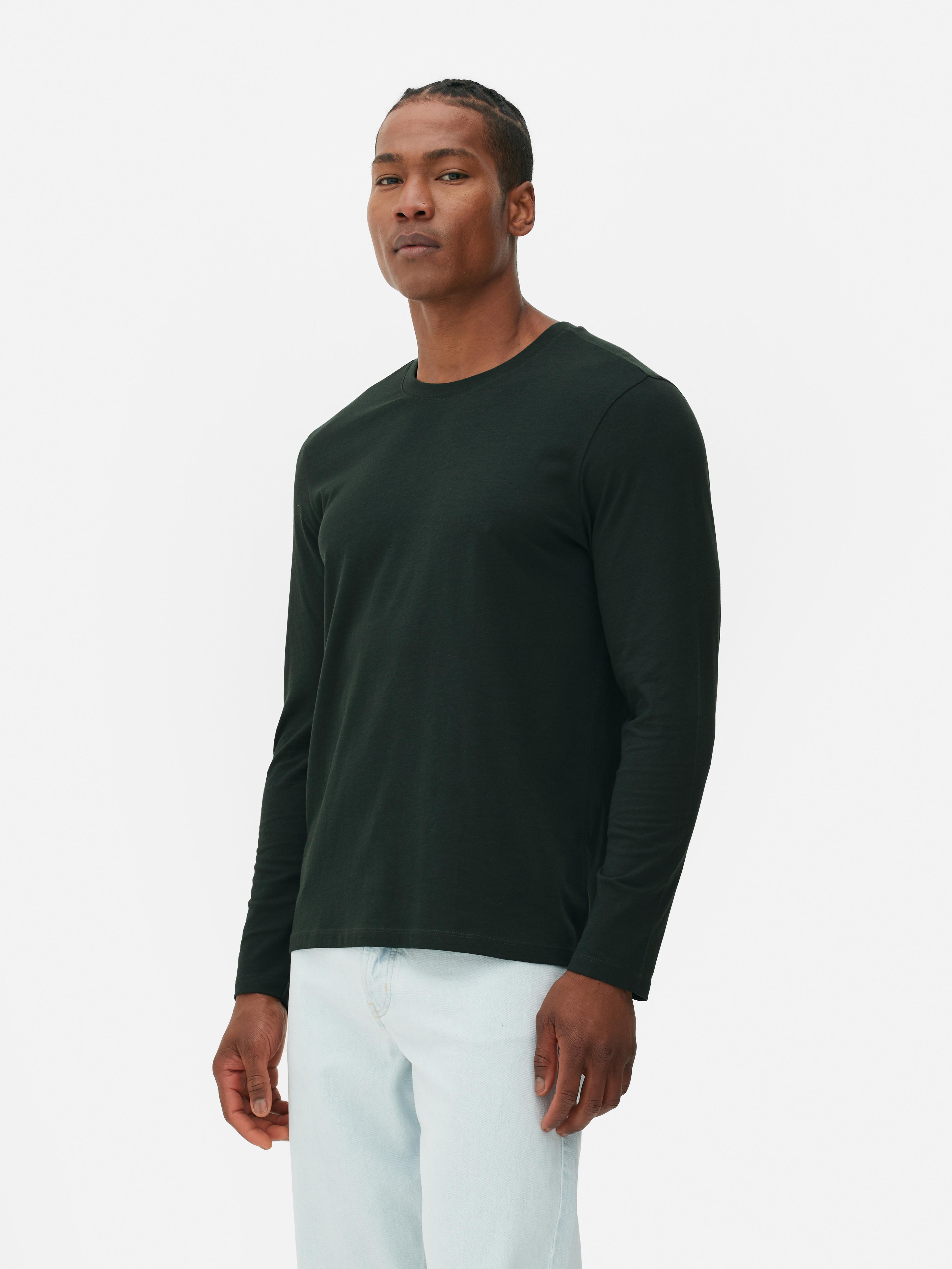 Mens Teal Cotton Long Sleeve T Shirt Primark