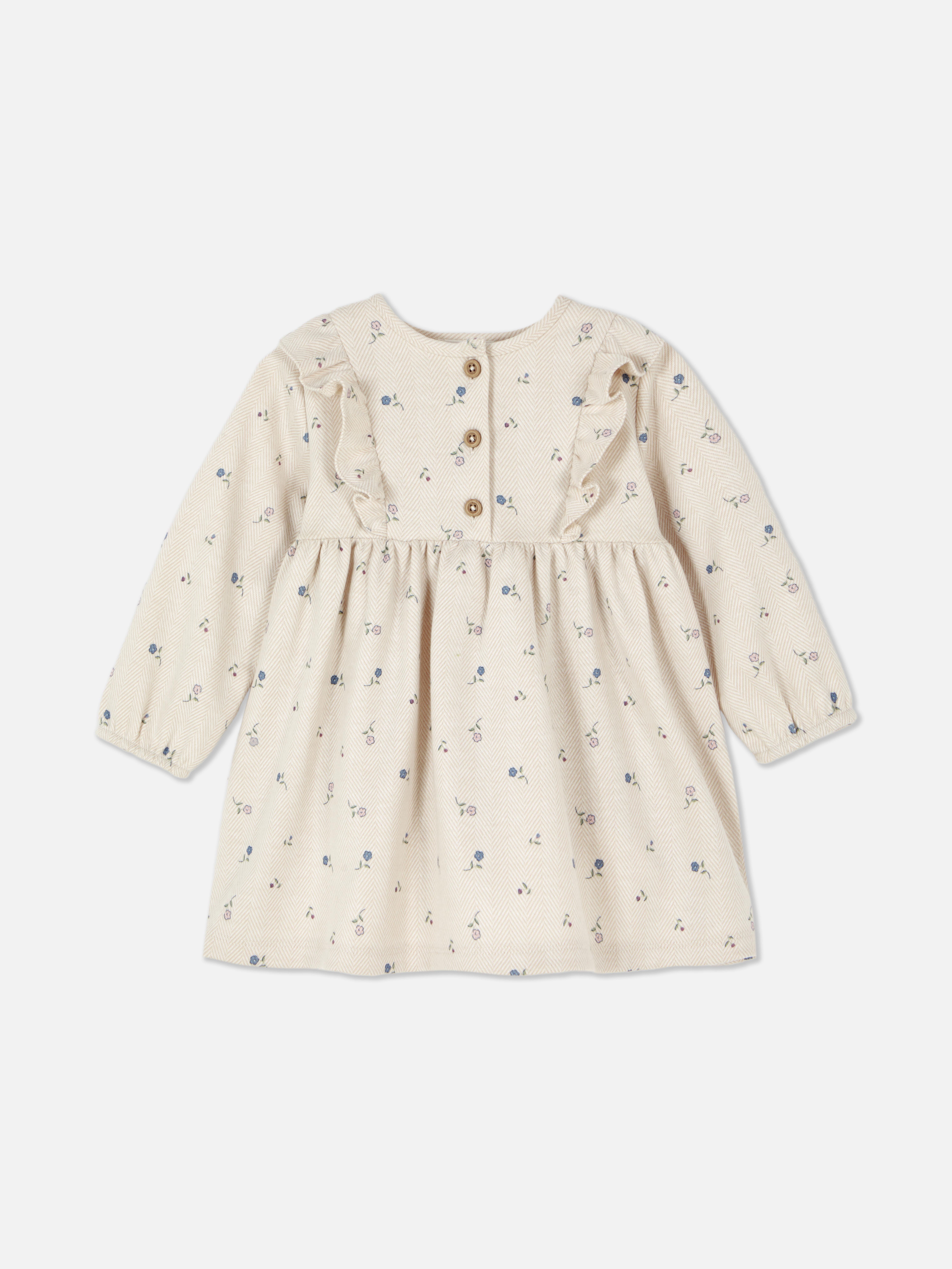 Baby Girls Oatmeal Ditsy Floral Ruffle Dress Primark