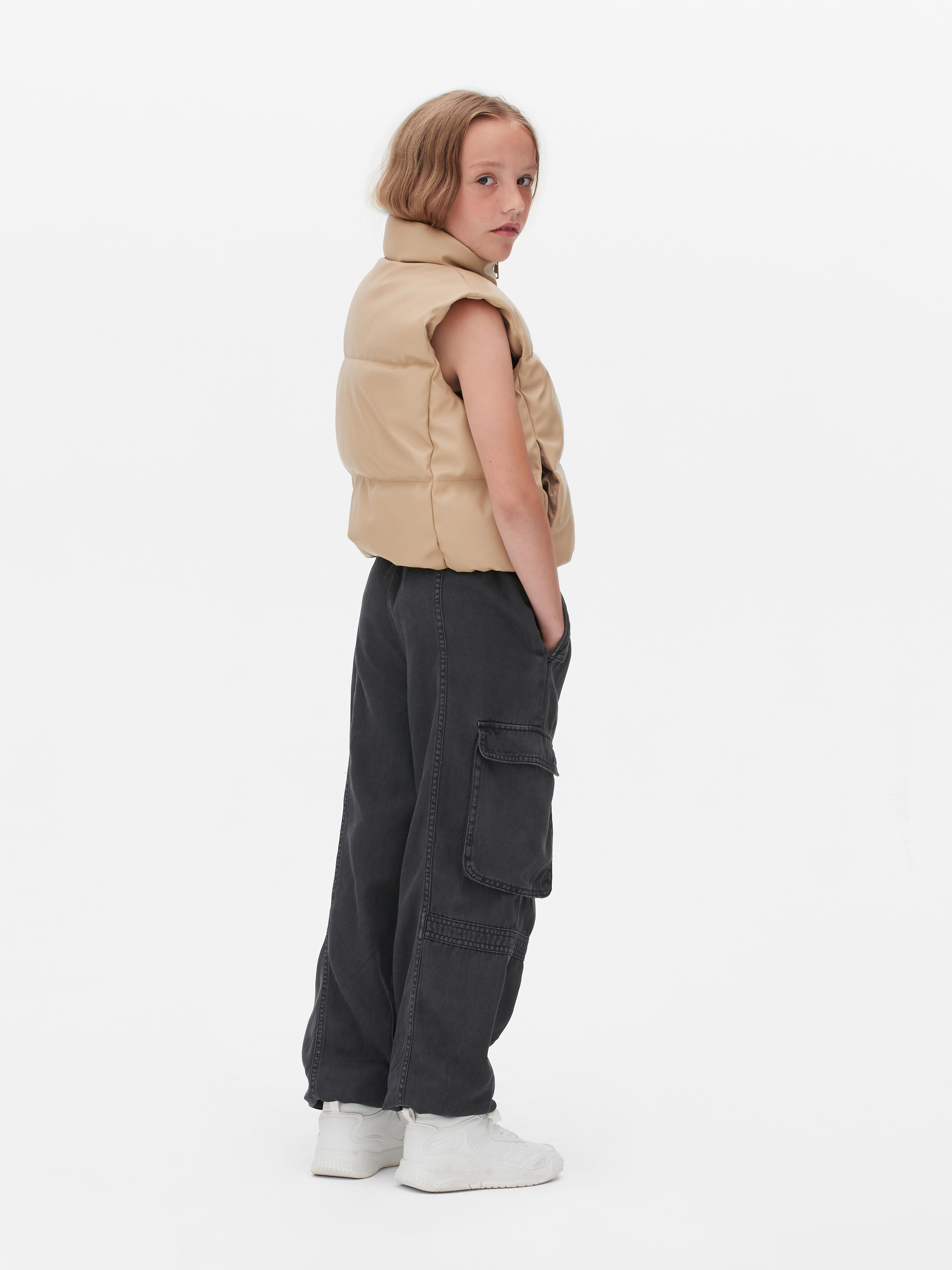 Girls Black Cuffed Cargo Pants Primark