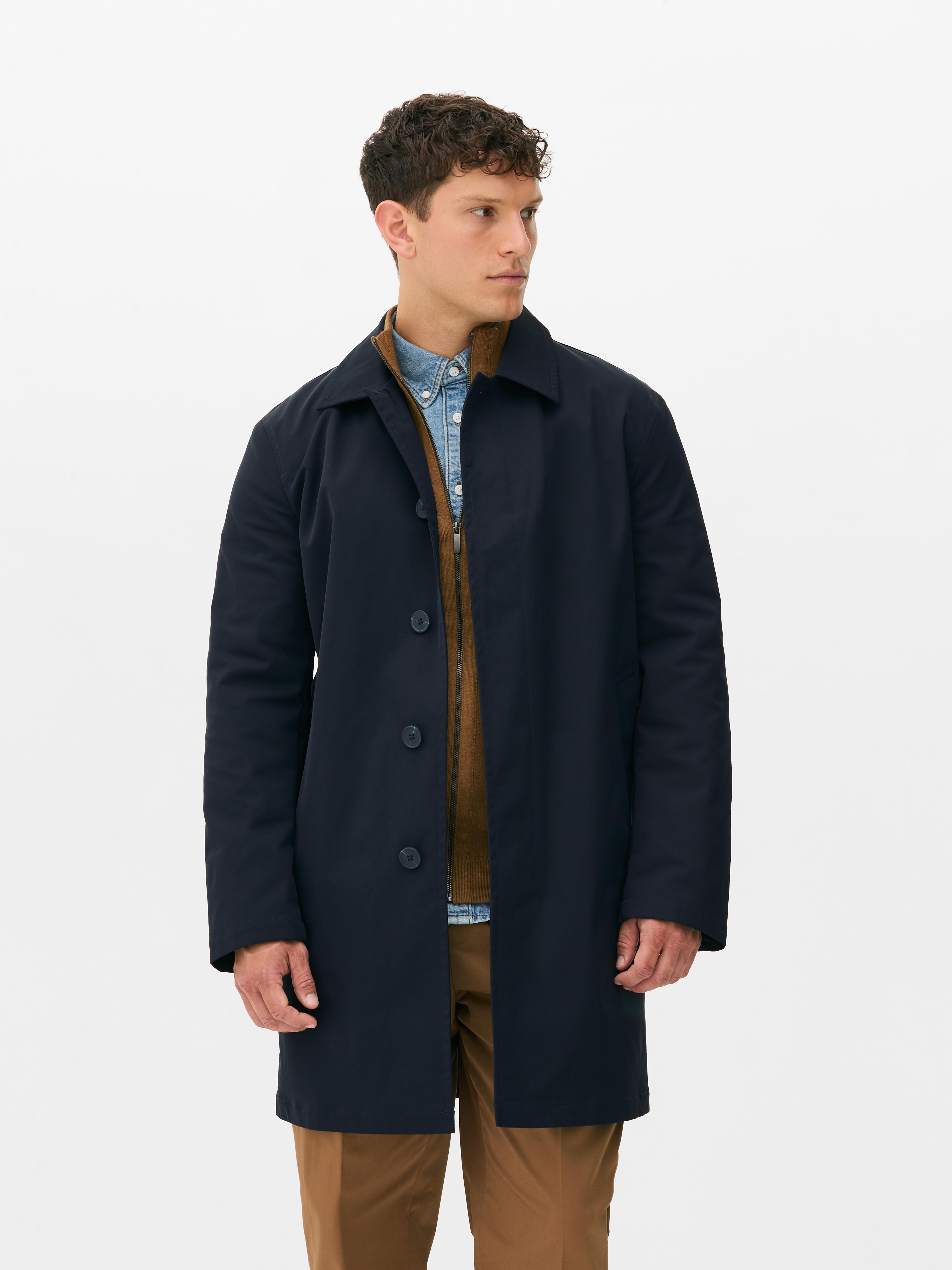 Men s Navy Single Breasted Longline Mac Penneys