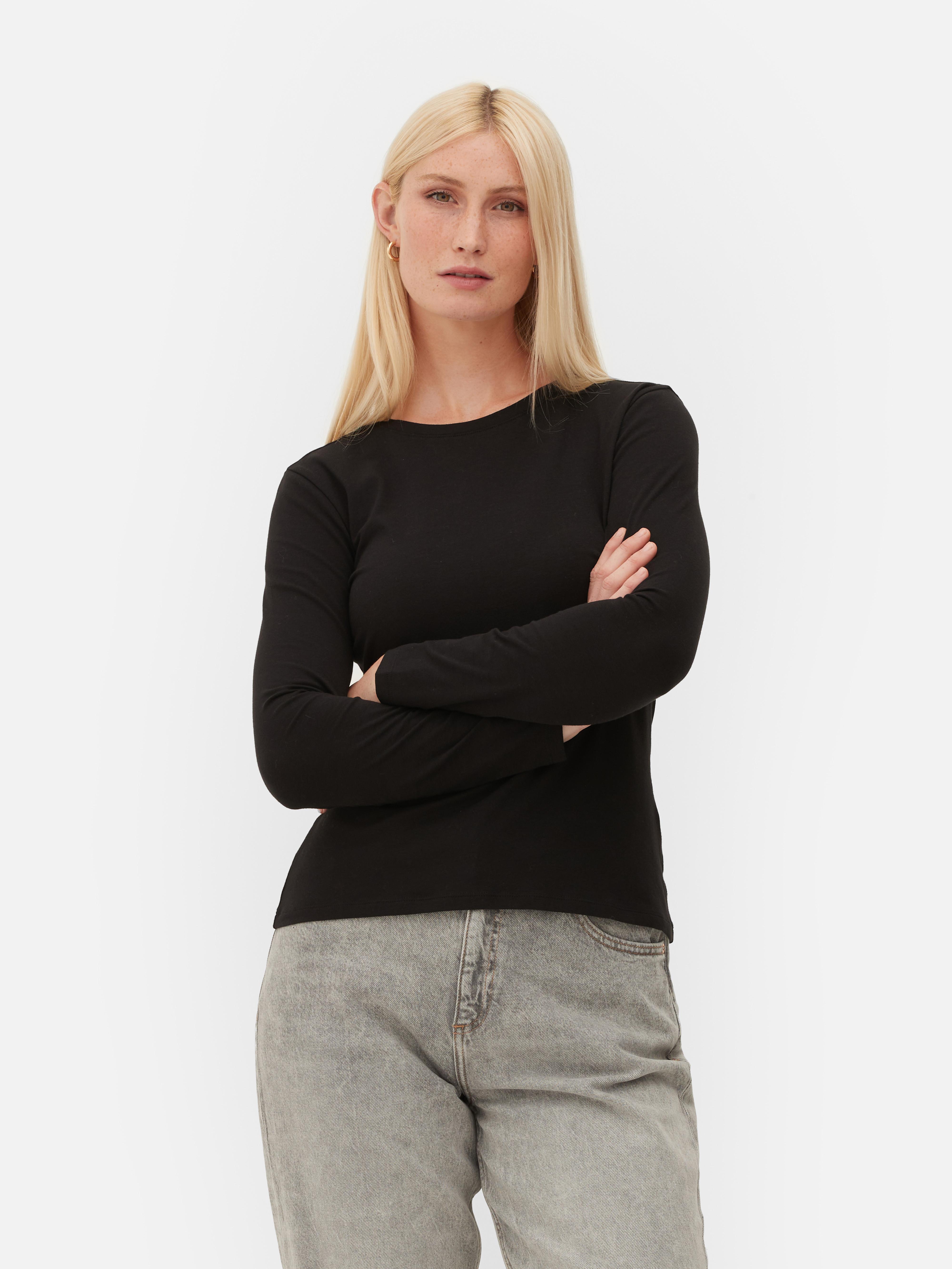 Women s Black Stretch Long Sleeve T Shirt Primark