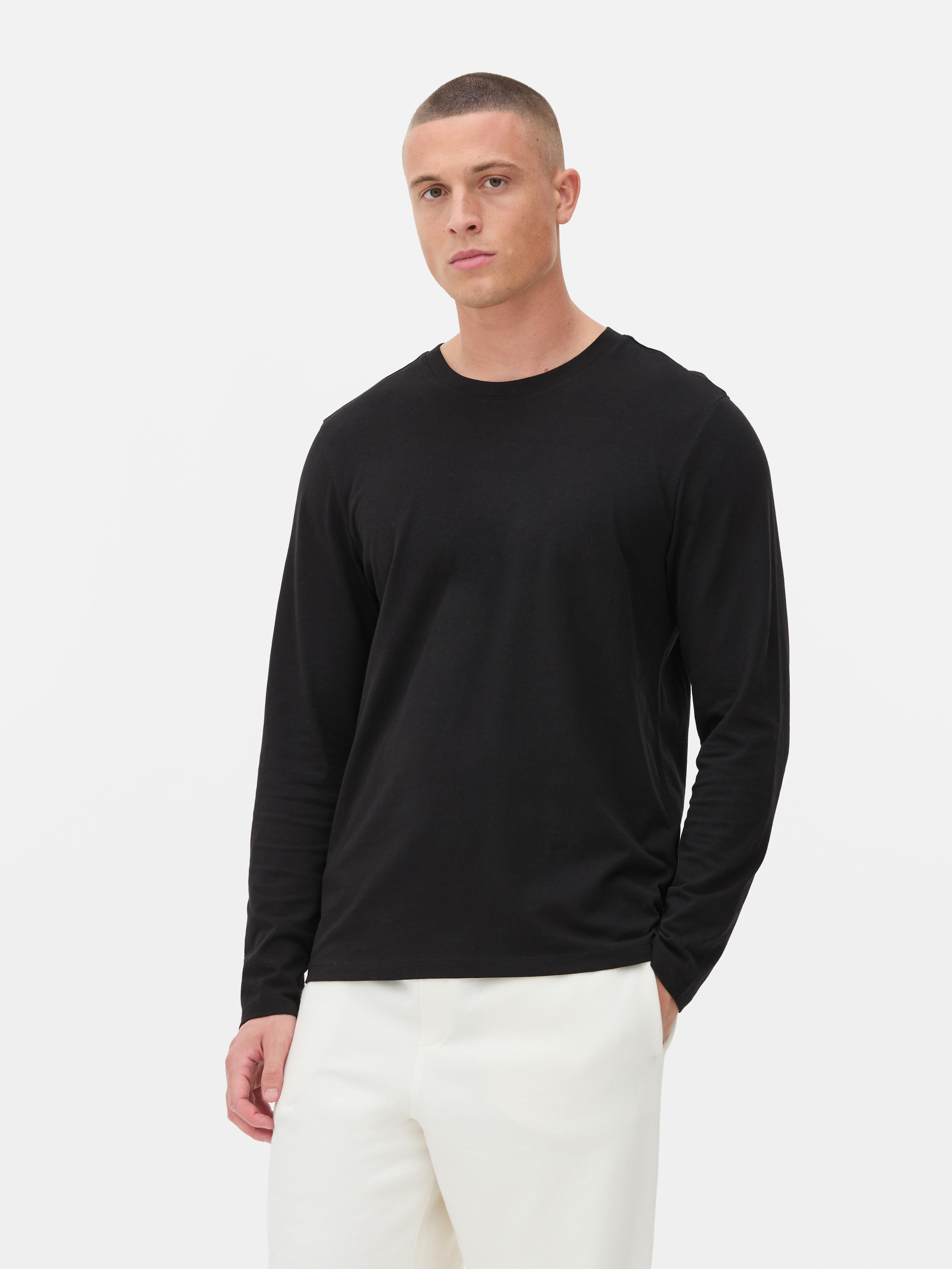 Mens Black Long Sleeve T Shirt Primark